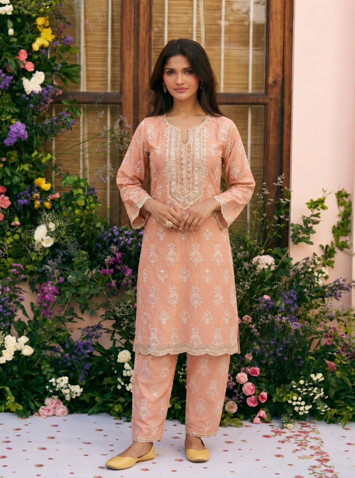 Intira Supima Cotton Peach Kurta Set