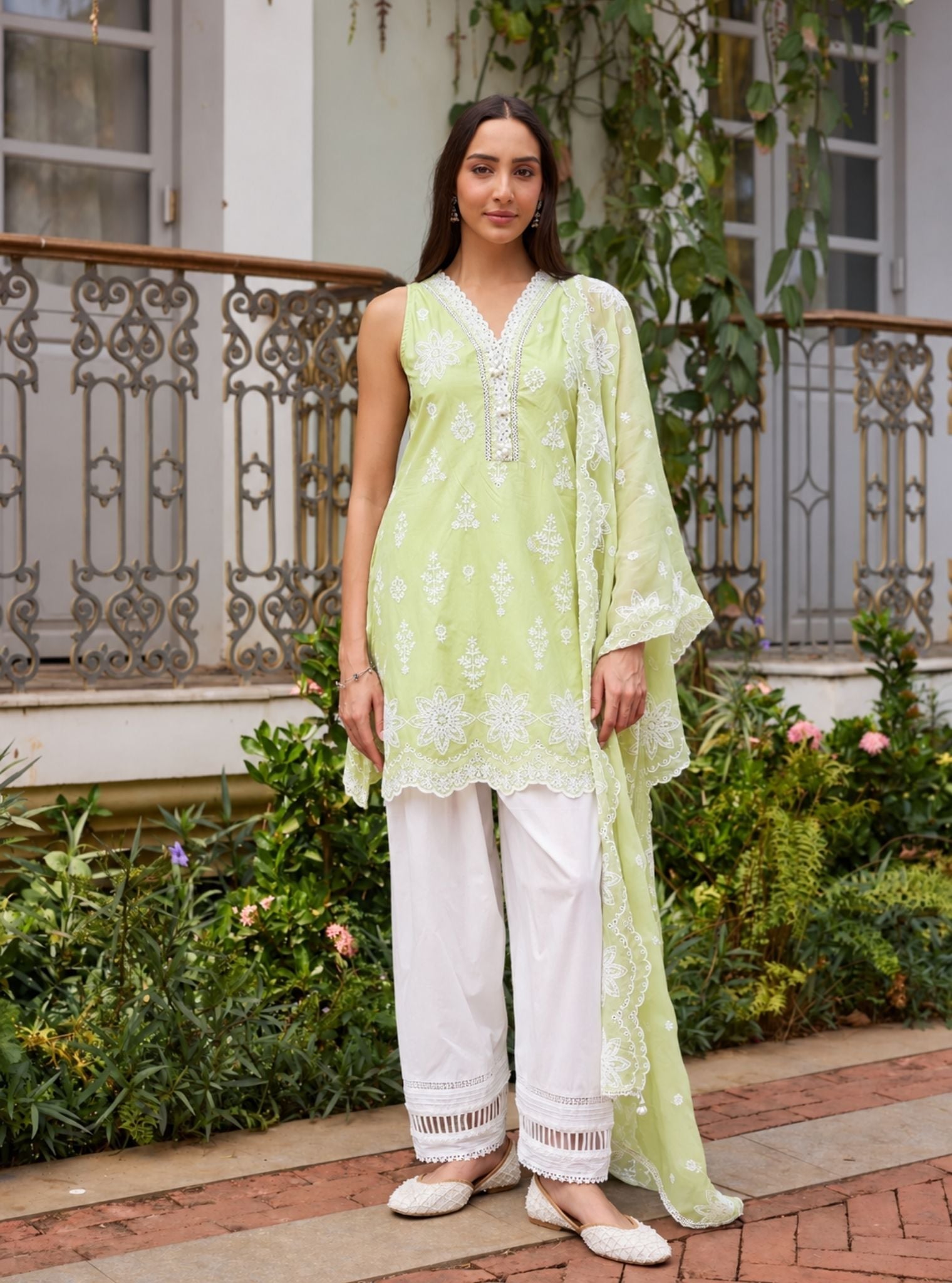 Zoa Supima Cotton Green Kurta with Farshi Salwar
