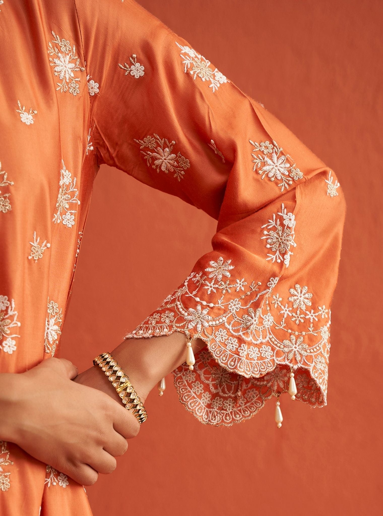 Mulmul HO Silk Kangna Red Dupatta