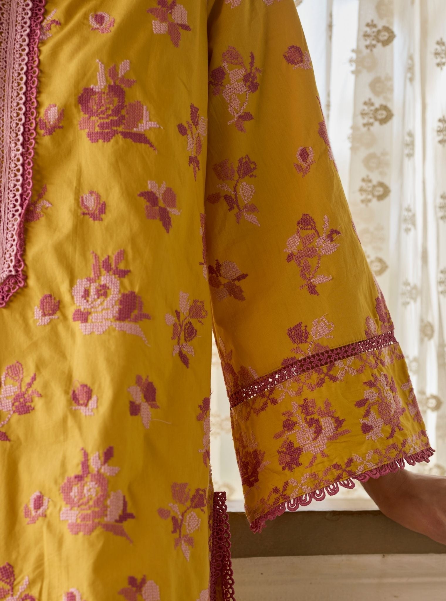 Aarshika Supima Cotton Yellow Kurta Set