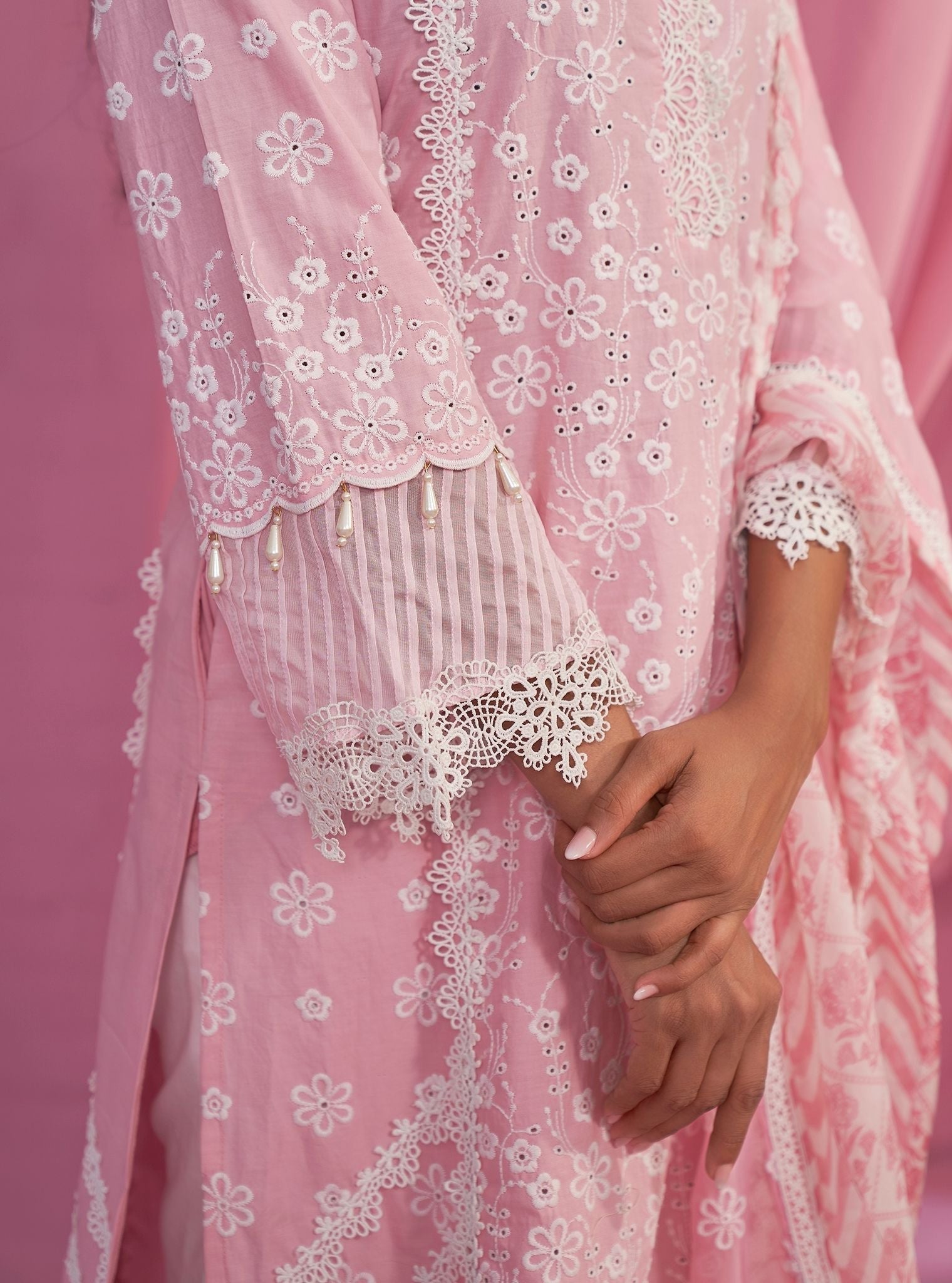 Mulmul Supima Cotton Adhira Pink Kurta