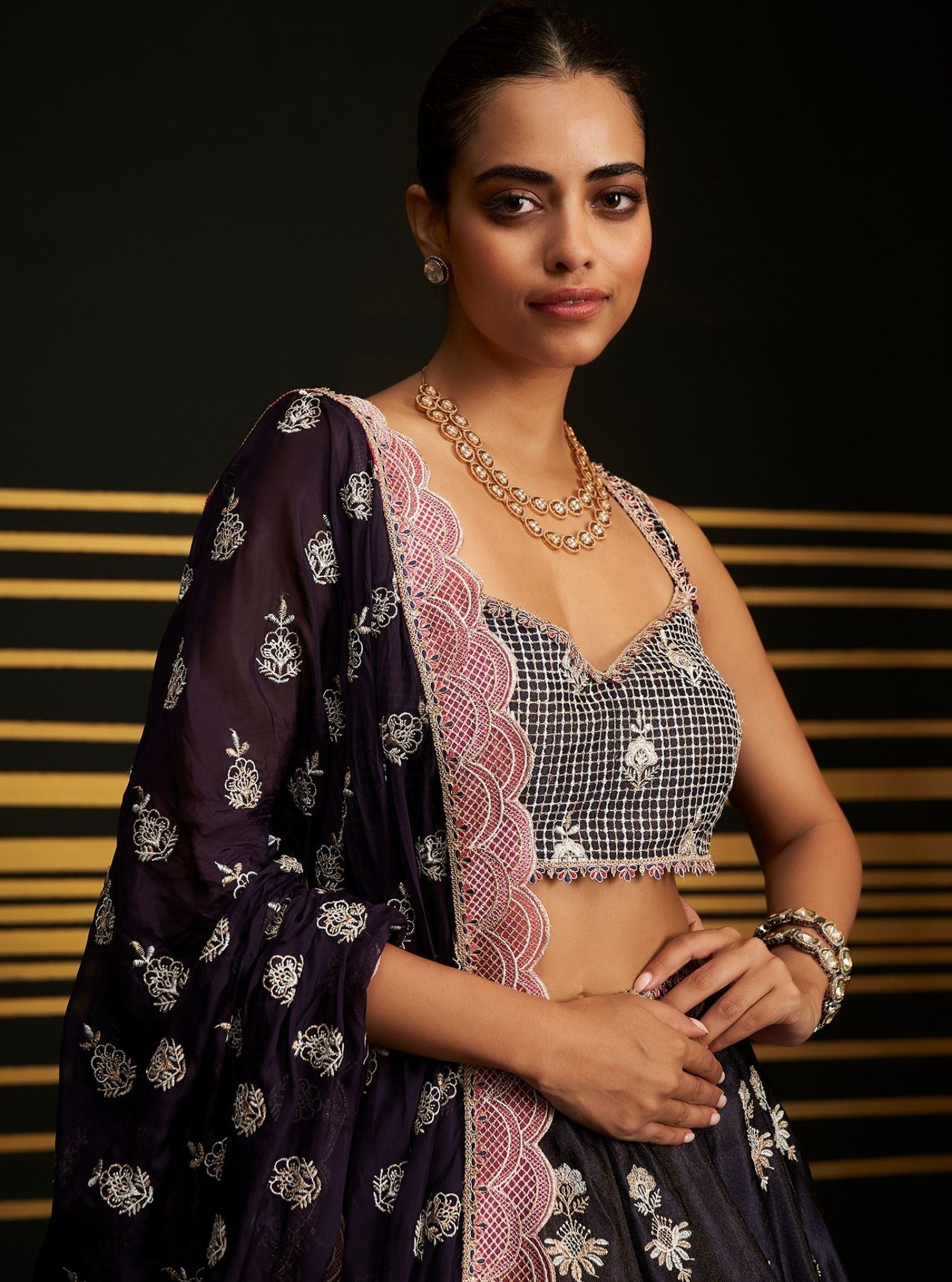 Mulmul Organza Sathi Purple Dupatta