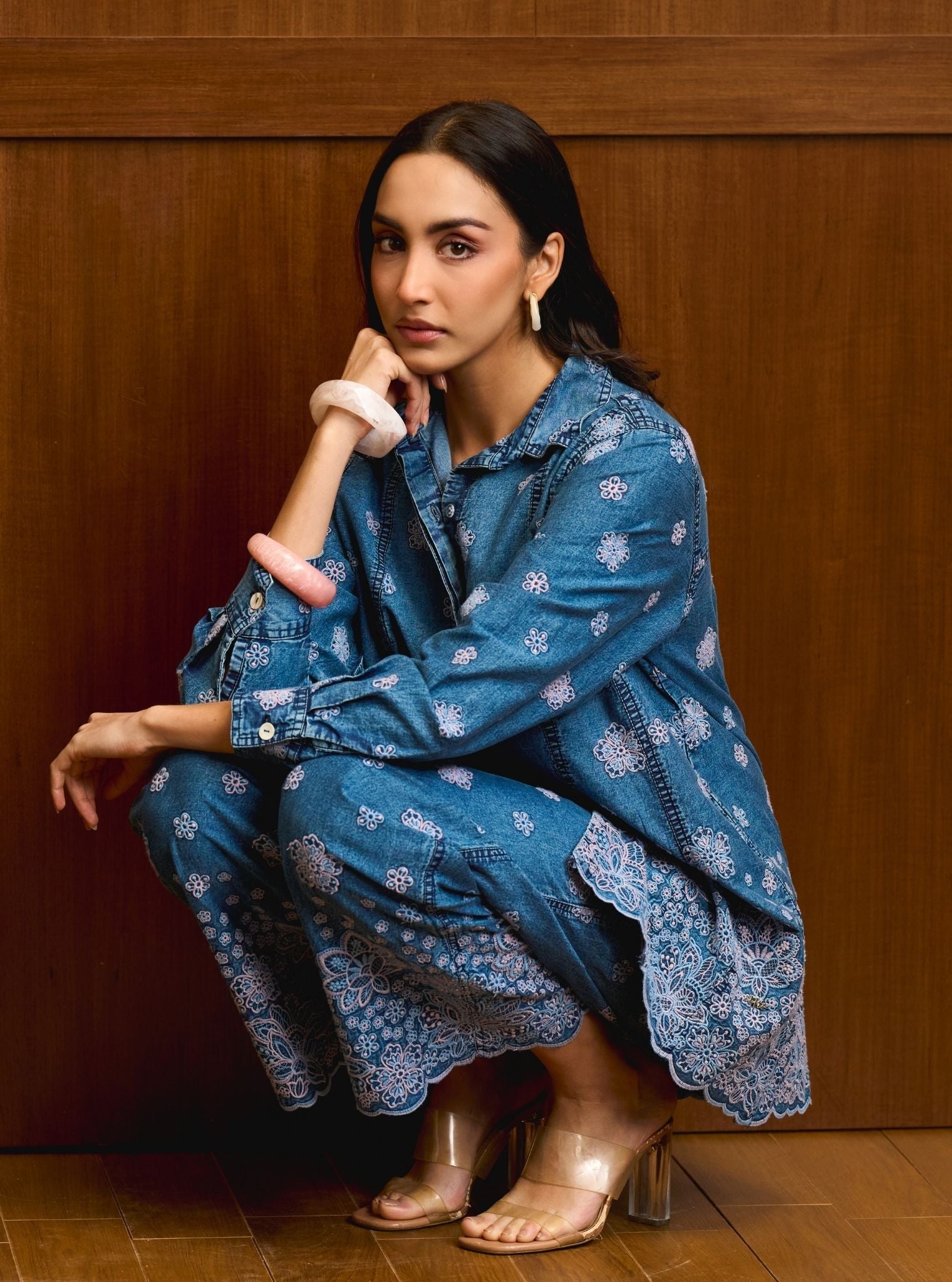 Taneira Denim Lilac Shirt Set