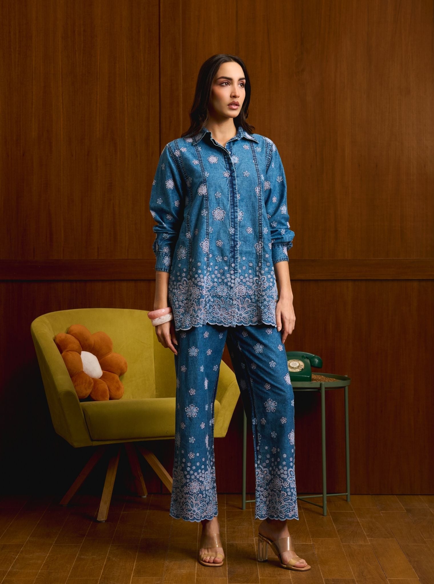 Taneira Denim Lilac Shirt Set