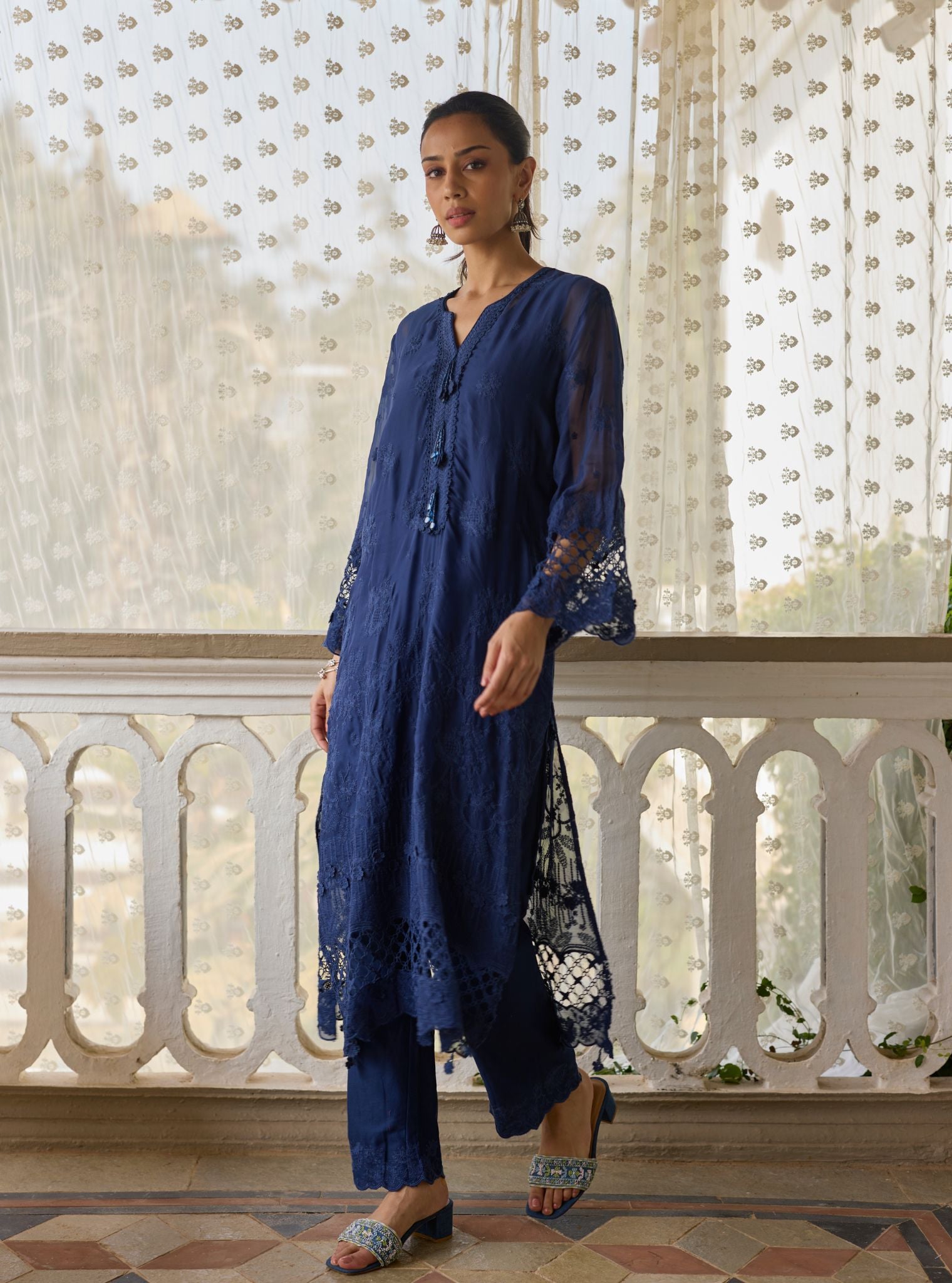 Ina Organza Blue Kurta Set