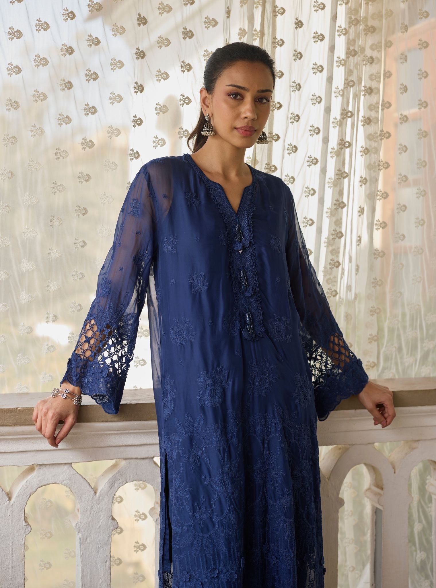 Ina Organza Blue Kurta Set