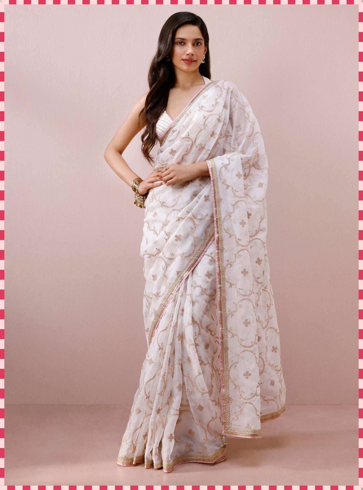 Eshna Organza Off White Saree