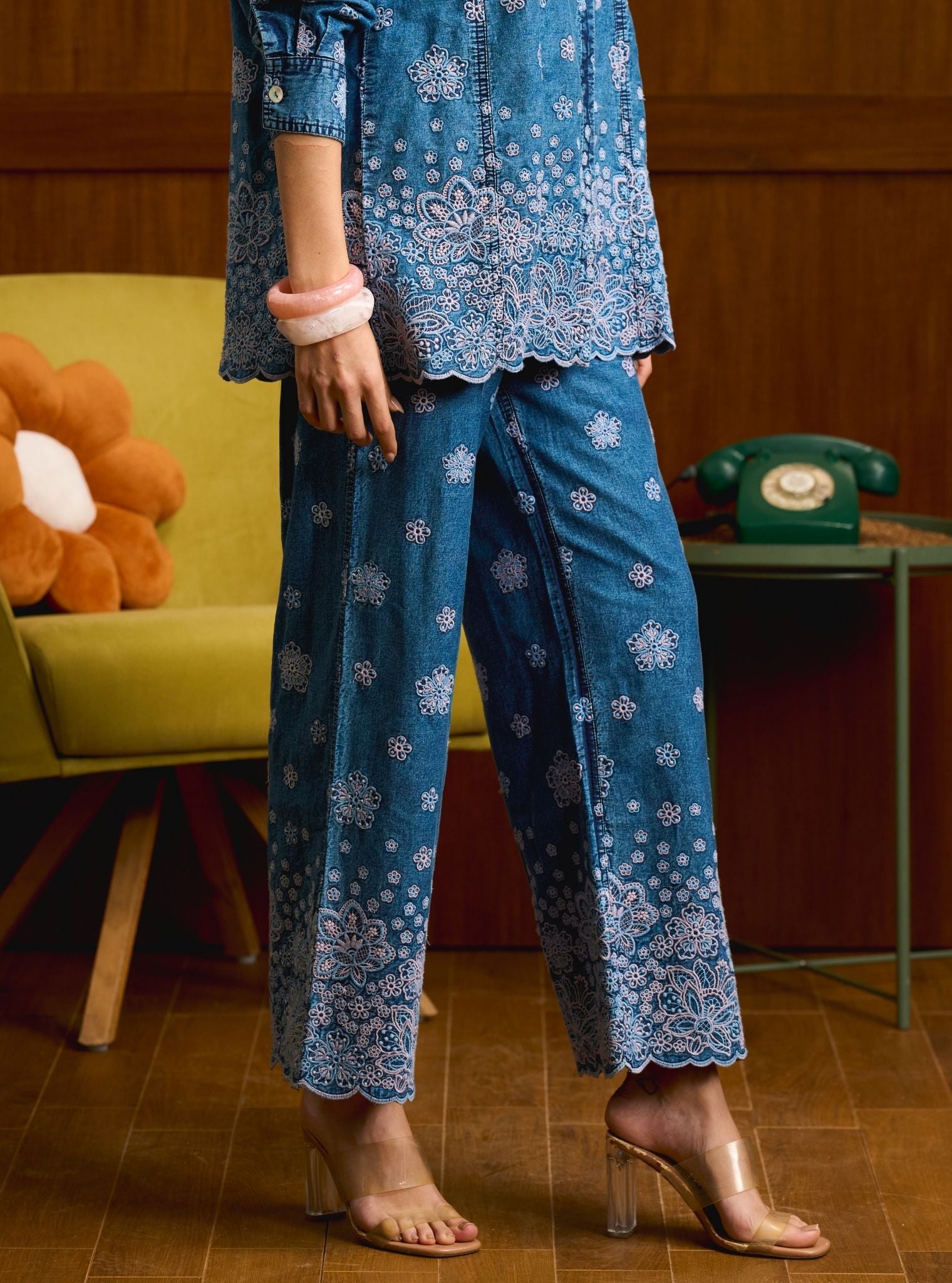 Taneira Denim Lilac Shirt Set