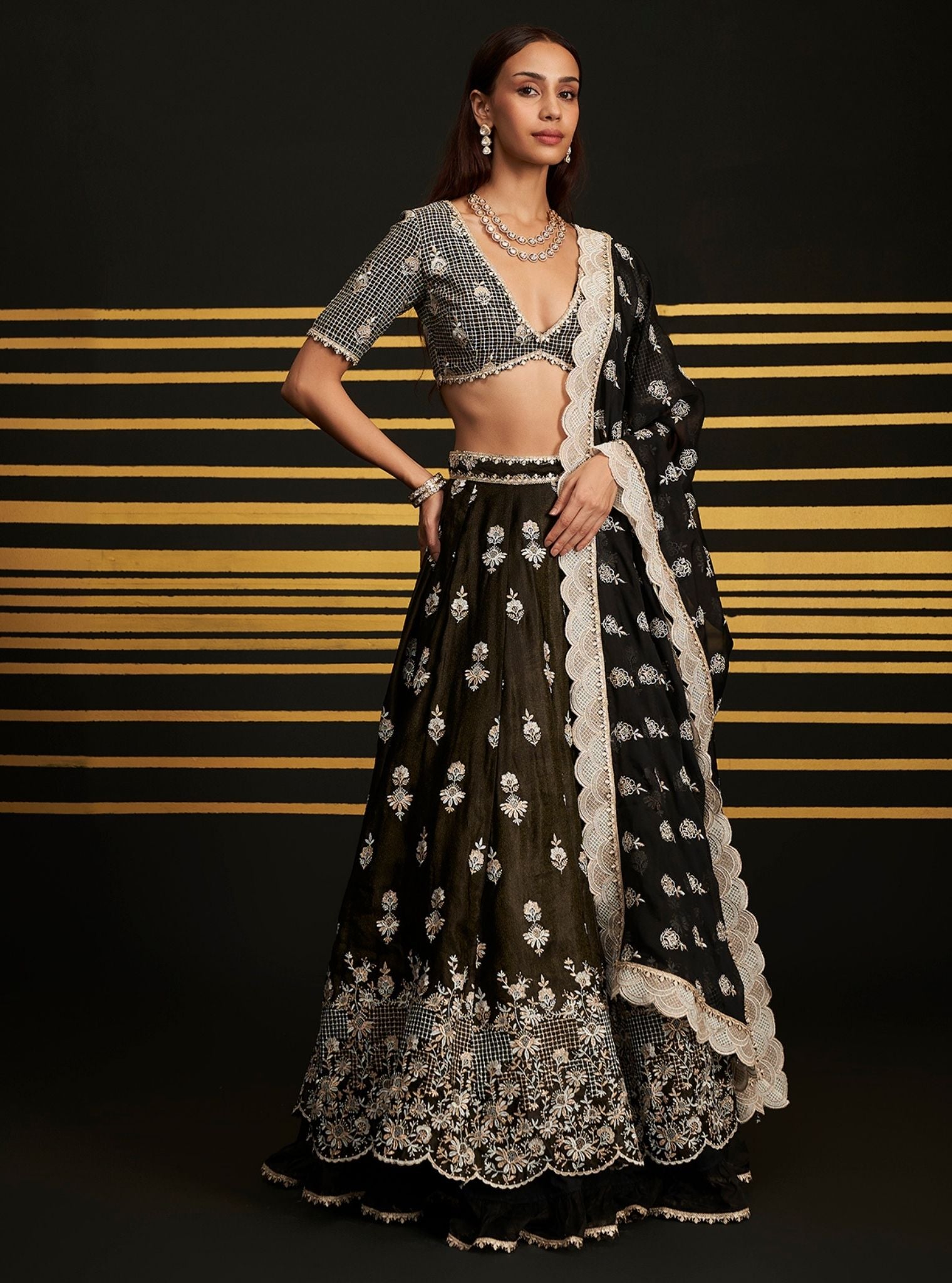 Sathi Luxe Tissue Black Lehenga