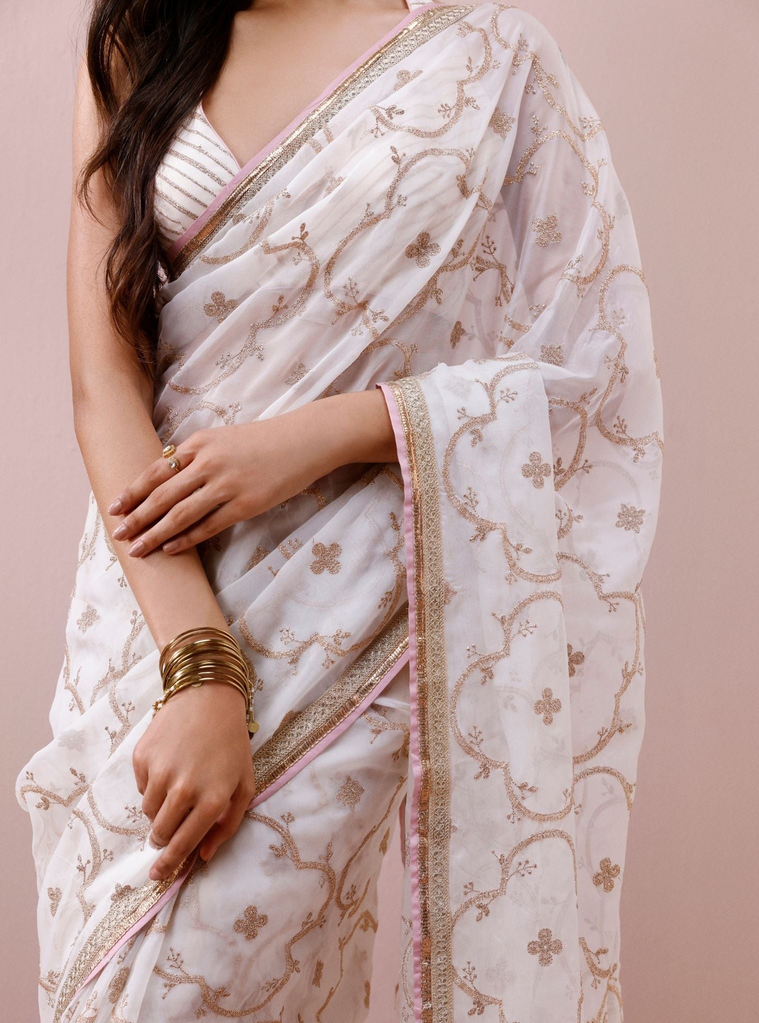 Eshna Organza Off White Saree
