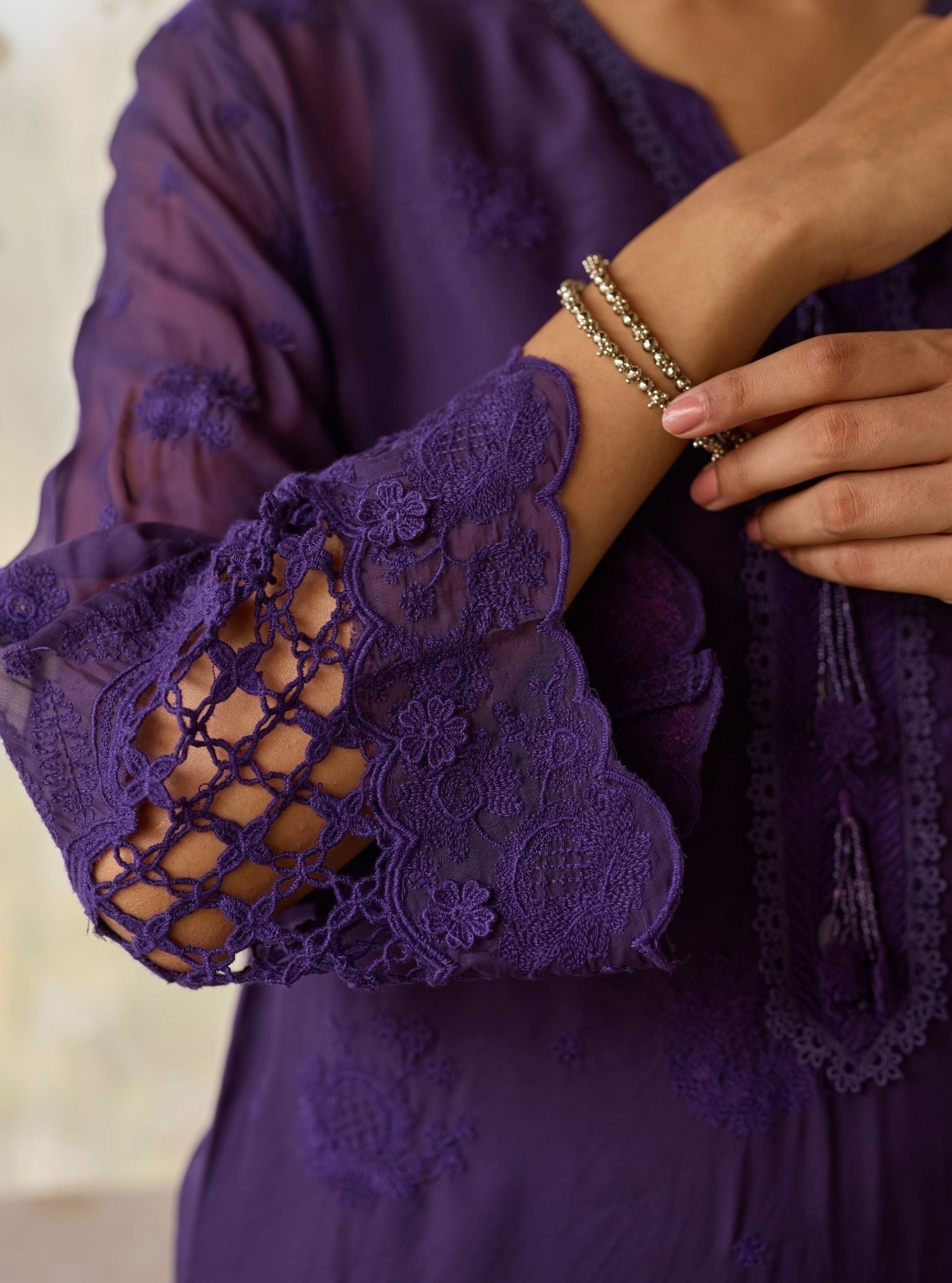 Ina Organza Purple Kurta Set