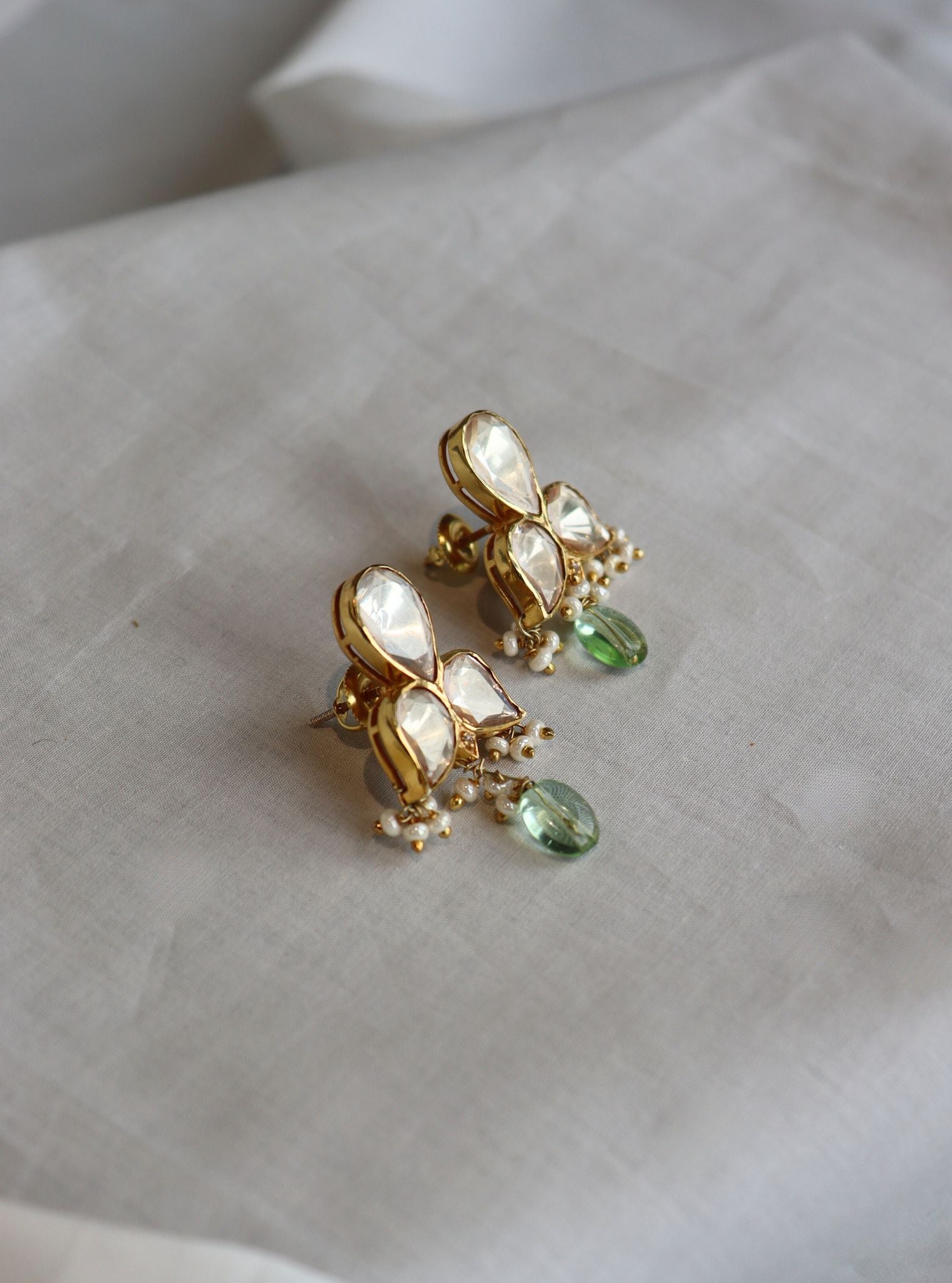 Pure Silver Drishti Mint Earring