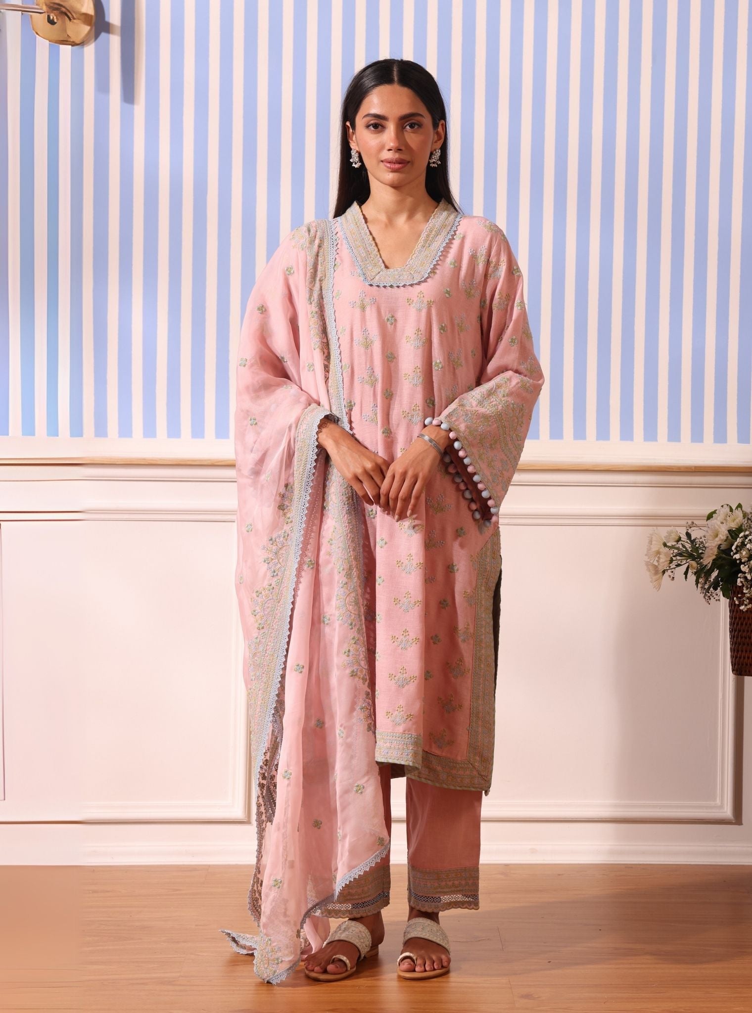 Shileh Linen Pink Kurta Set