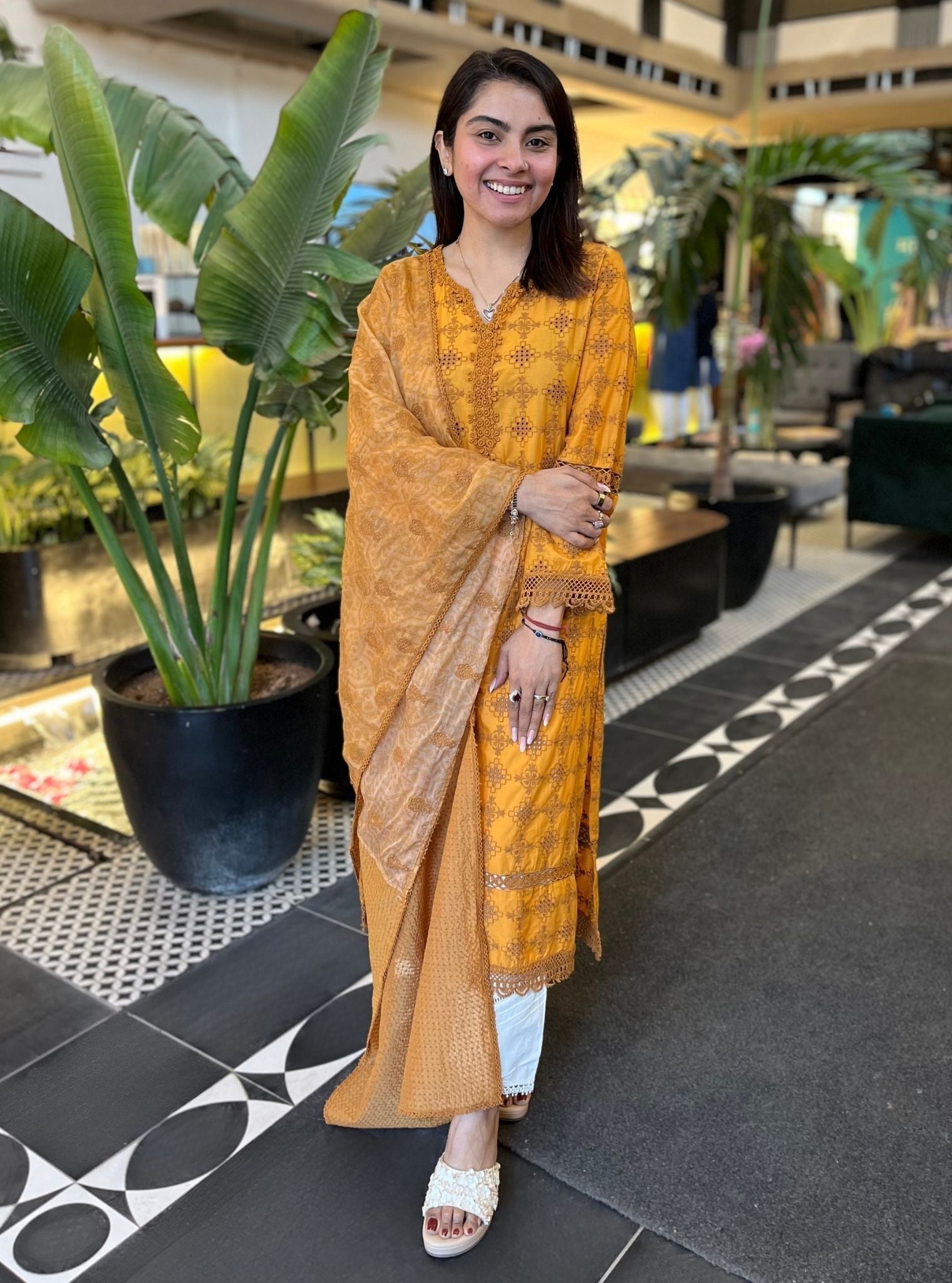 Sarali Supima Cotton Mustard Kurta Set