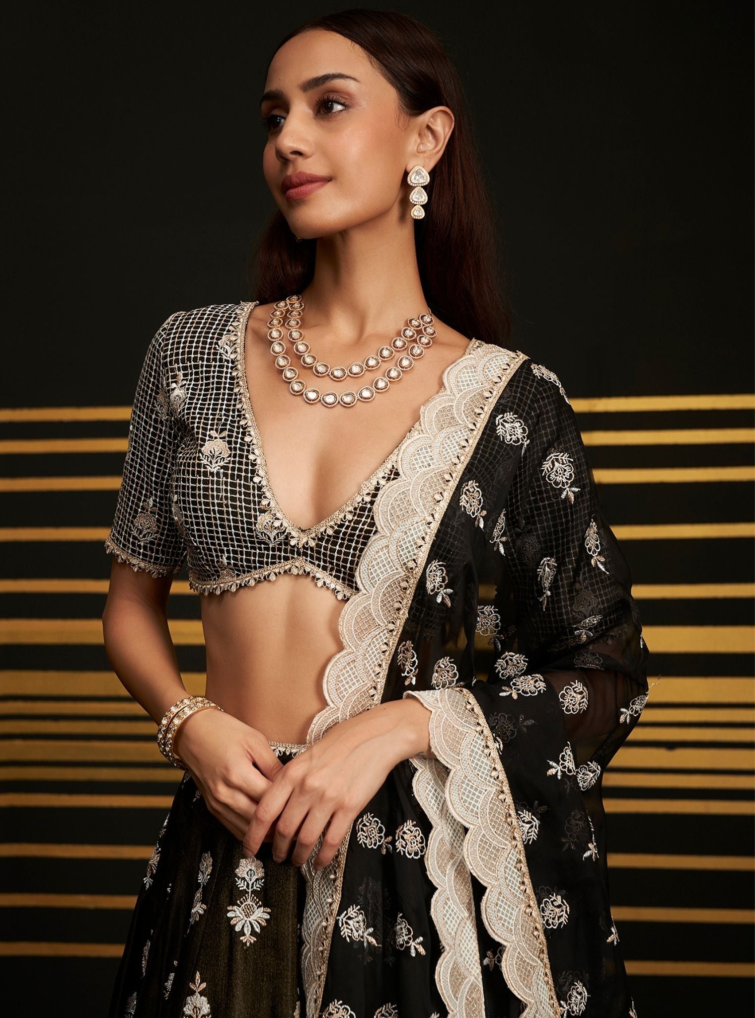 Sathi Luxe Tissue Black Lehenga