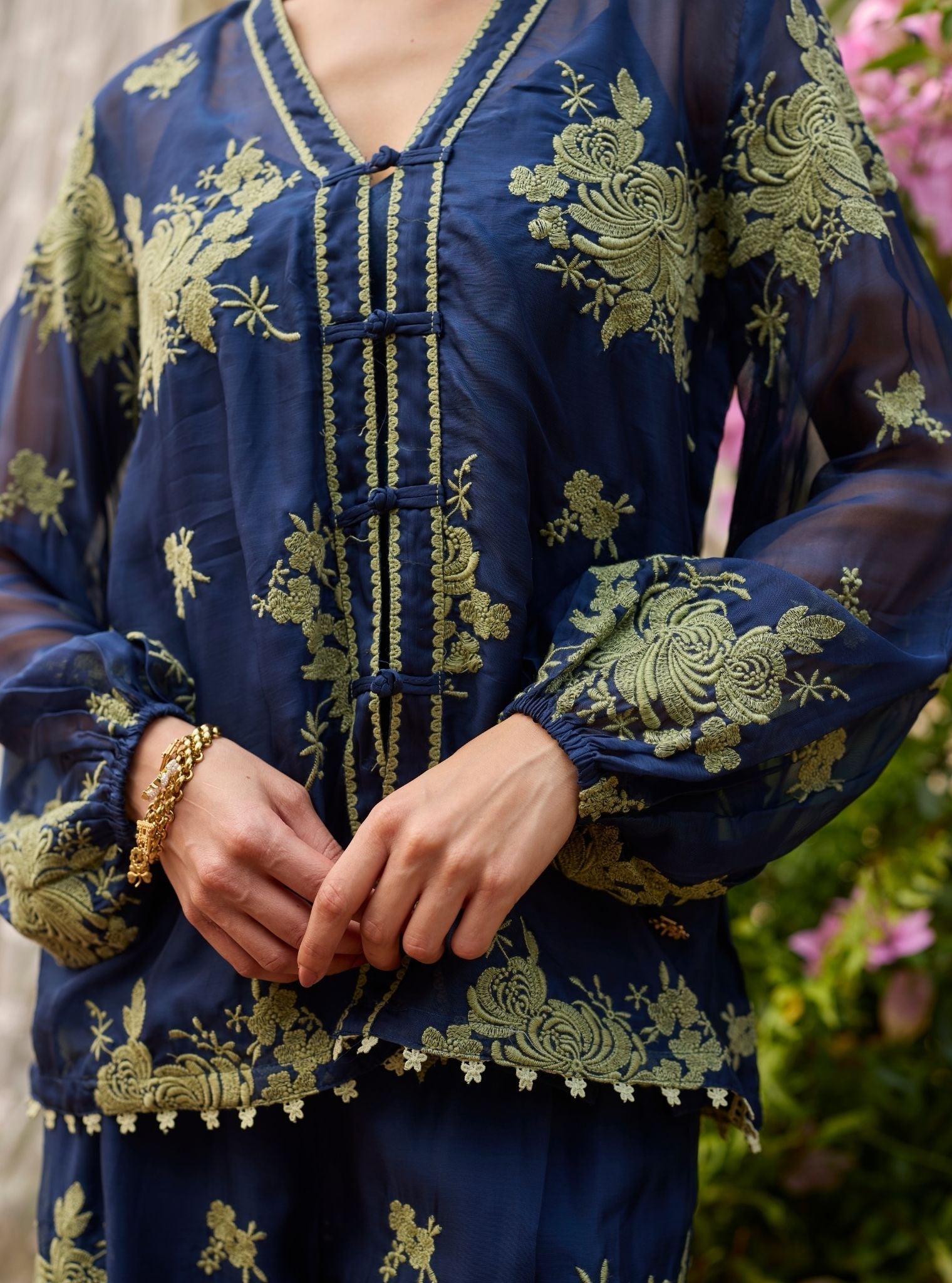 Suhaani Organza Navy Top Set