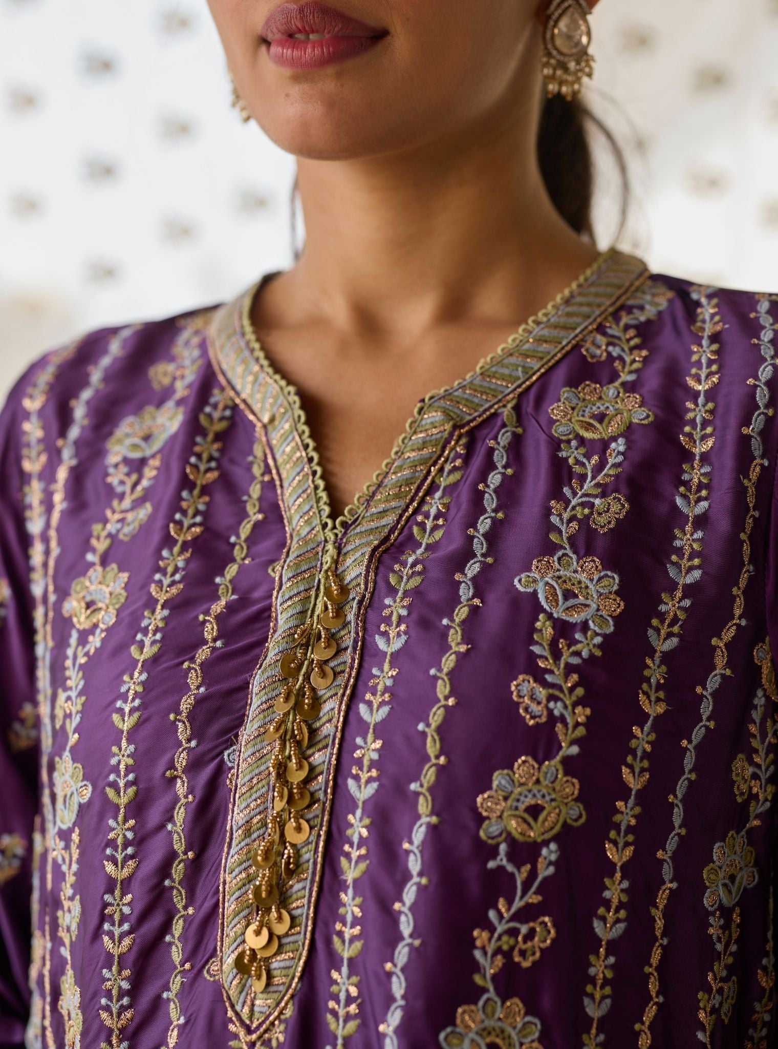 Pralika Bemberg Satin Purple Kurta Set
