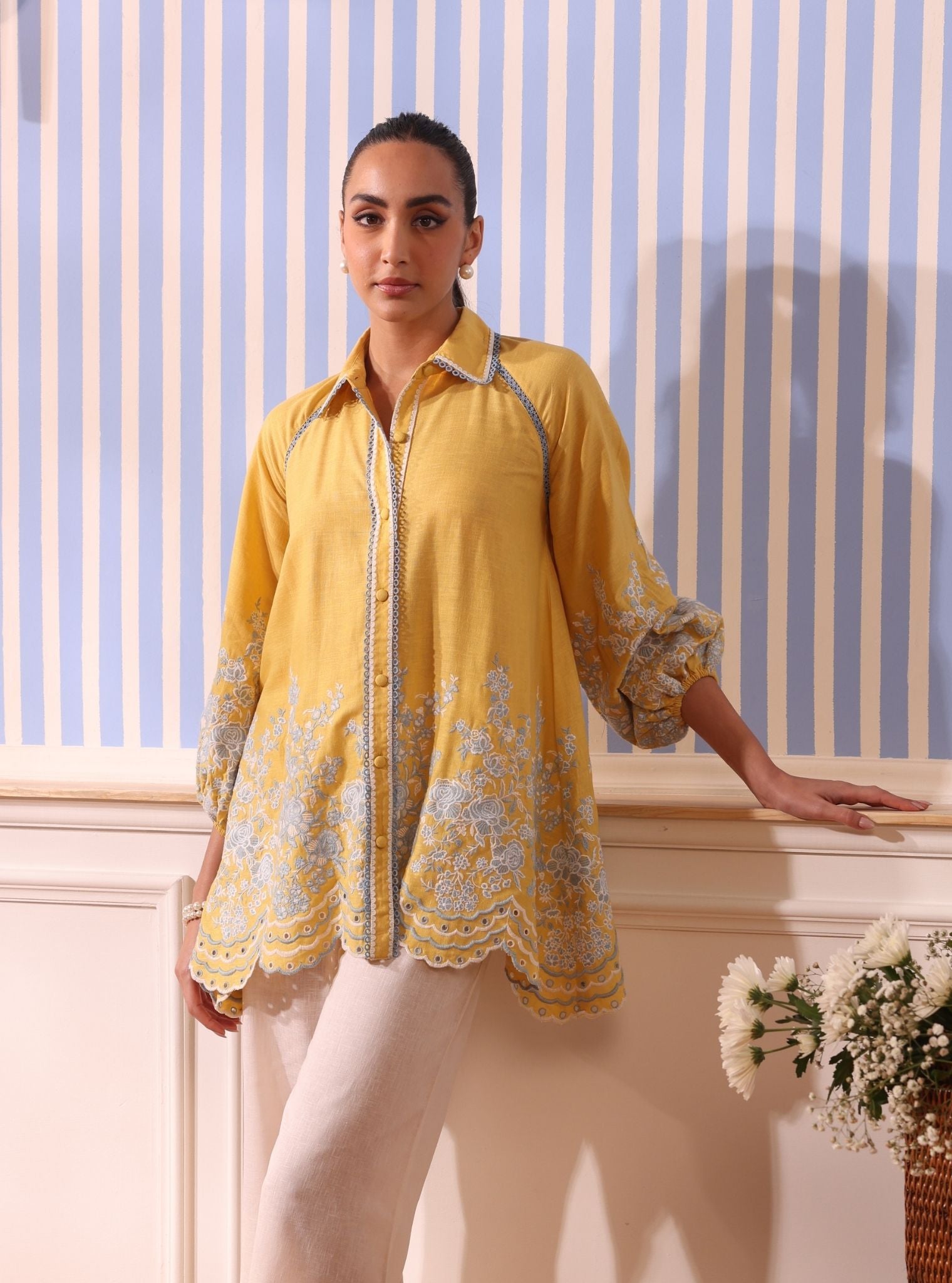 Mulmul Linen Paloma Yellow Shirt