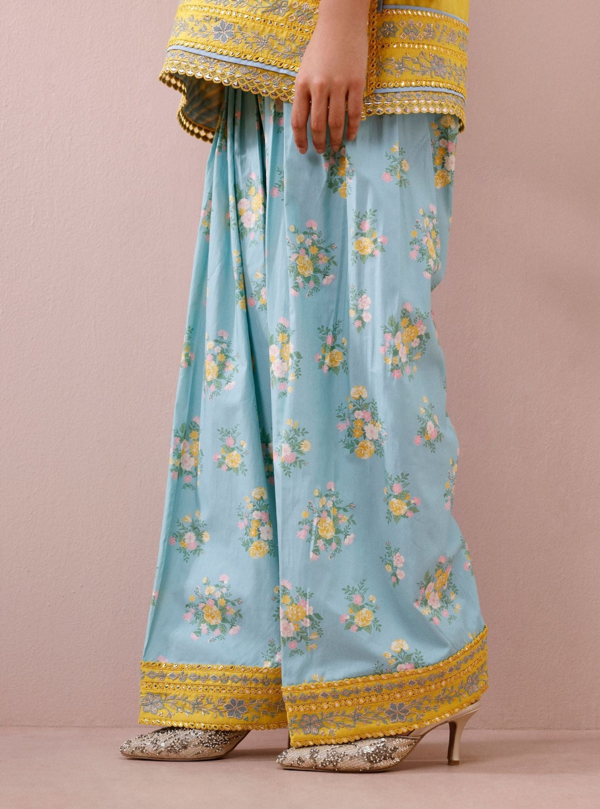 Sivi Supima Cotton Yellow Kurta with Farshi Salwar