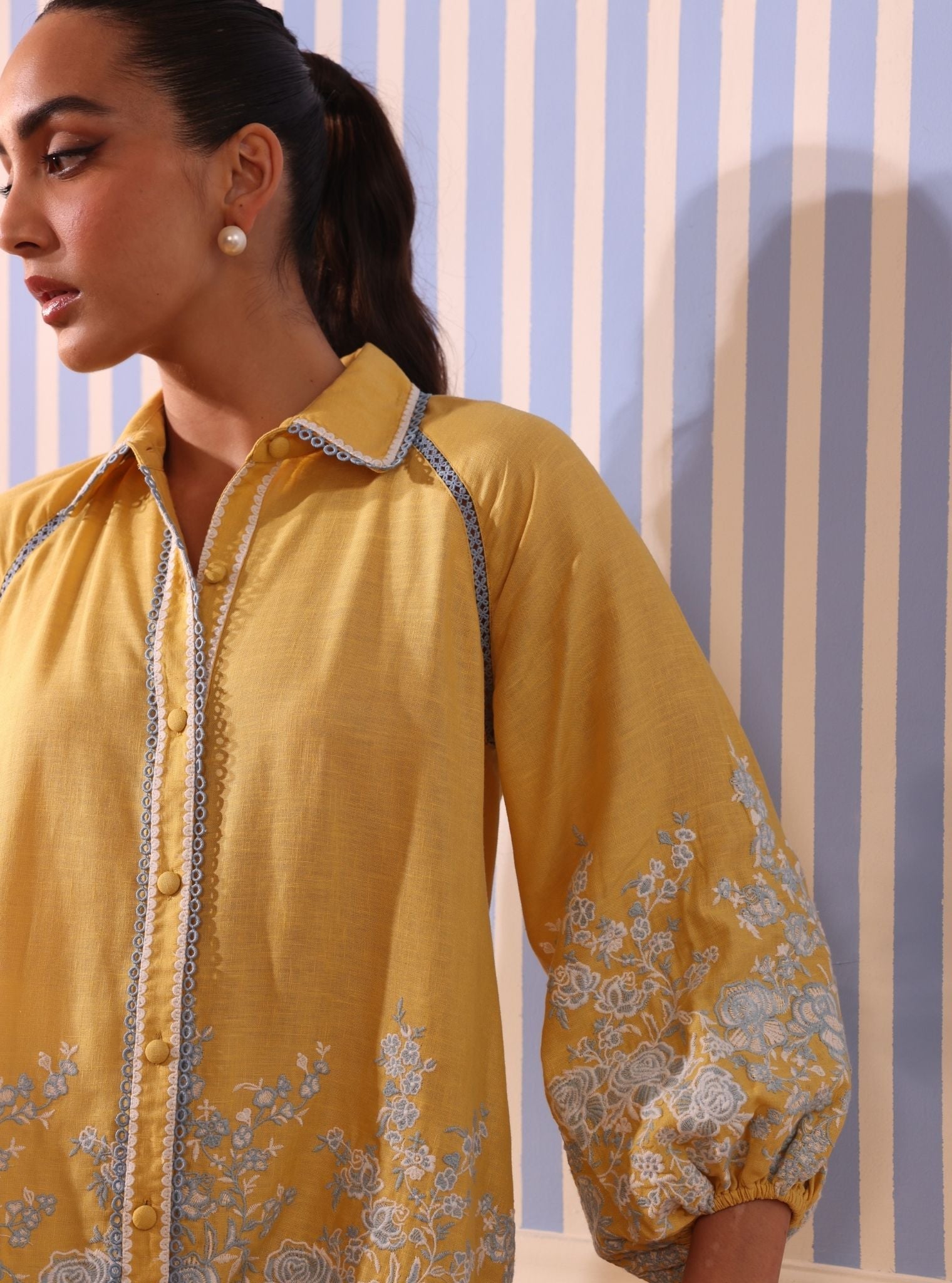 Mulmul Linen Paloma Yellow Shirt
