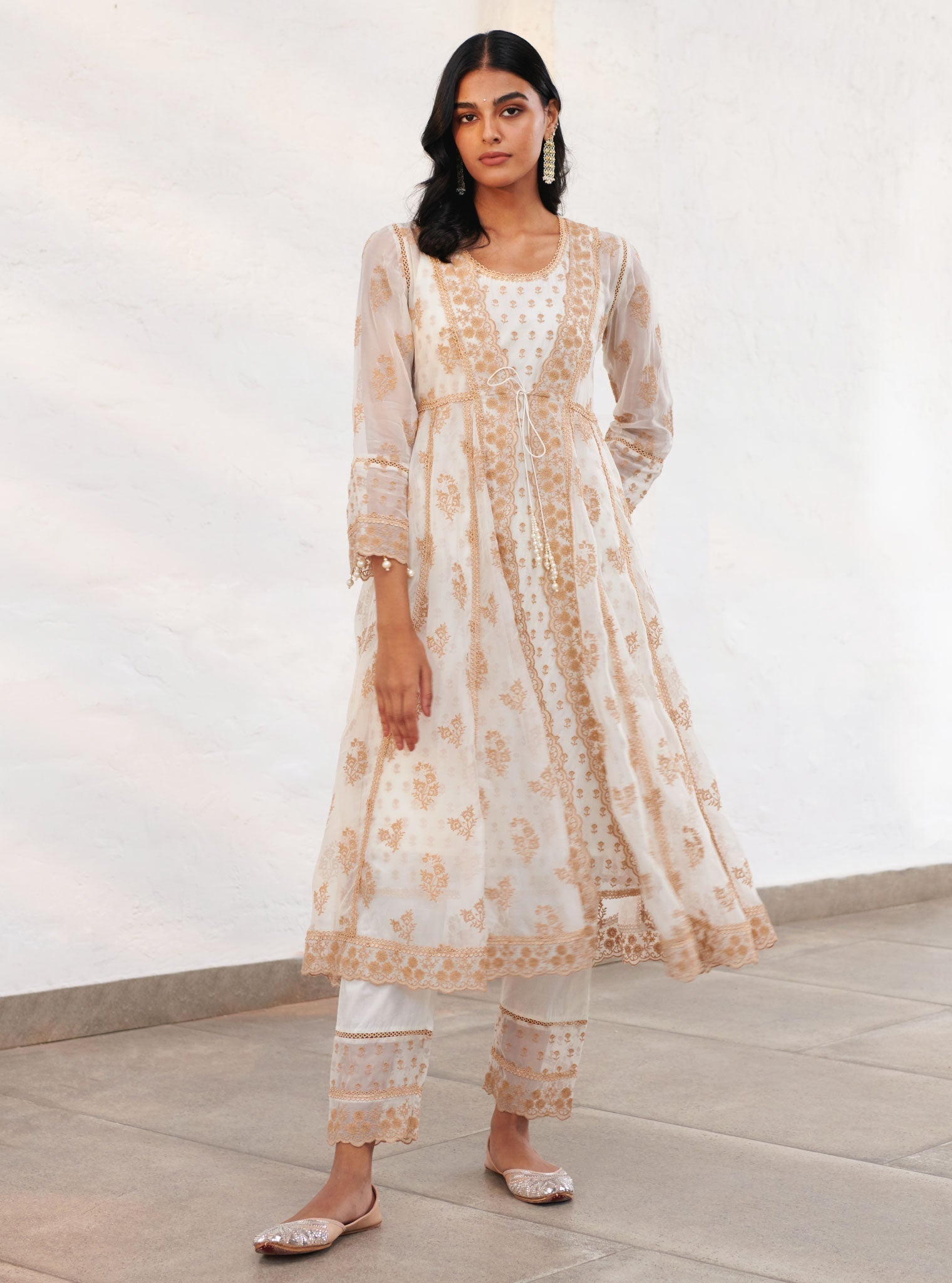 Mulmul Organza Aberdeen Anarkali Kurta with Organza Jacket