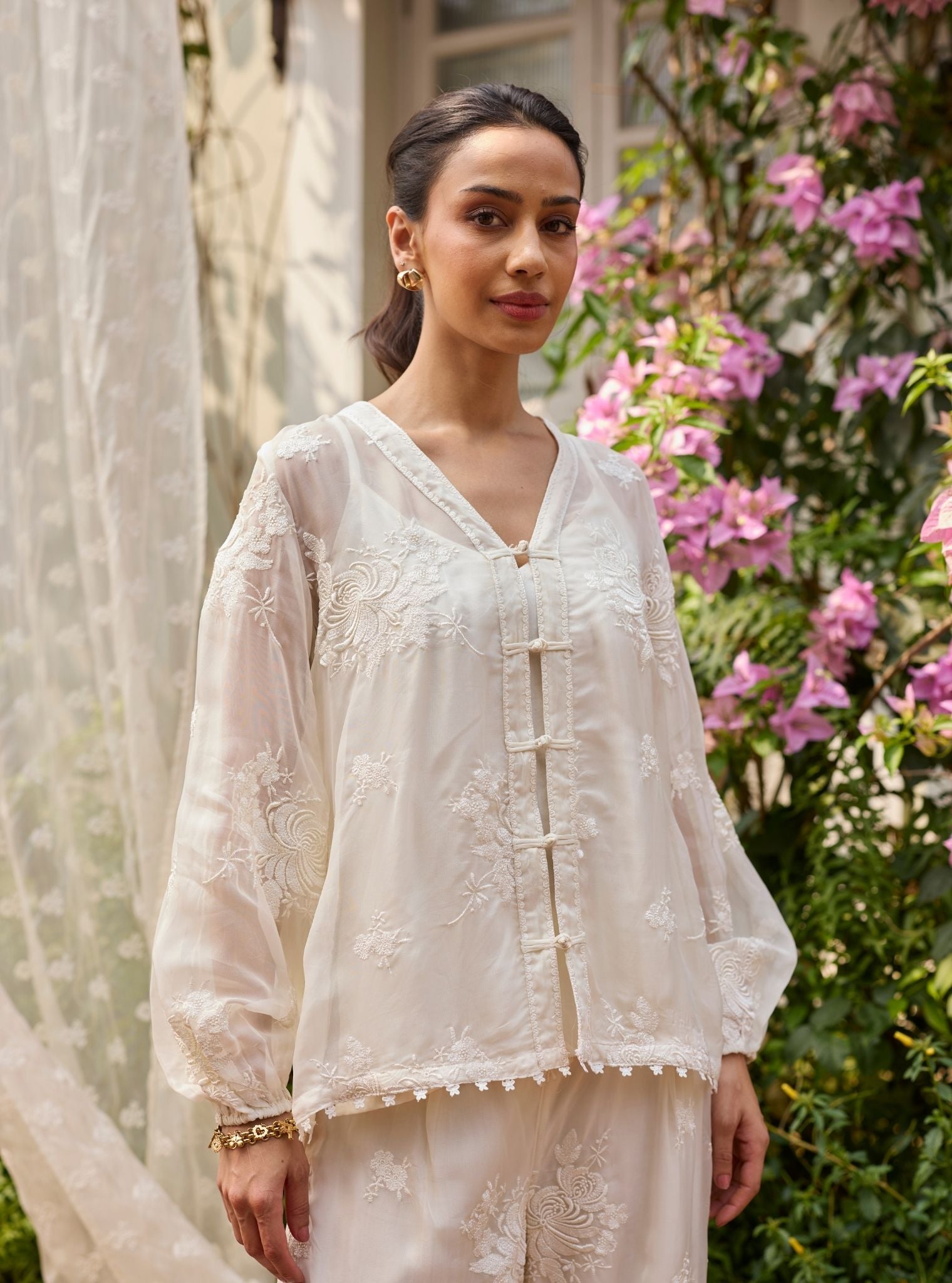 Suhaani Organza Off White Top Set