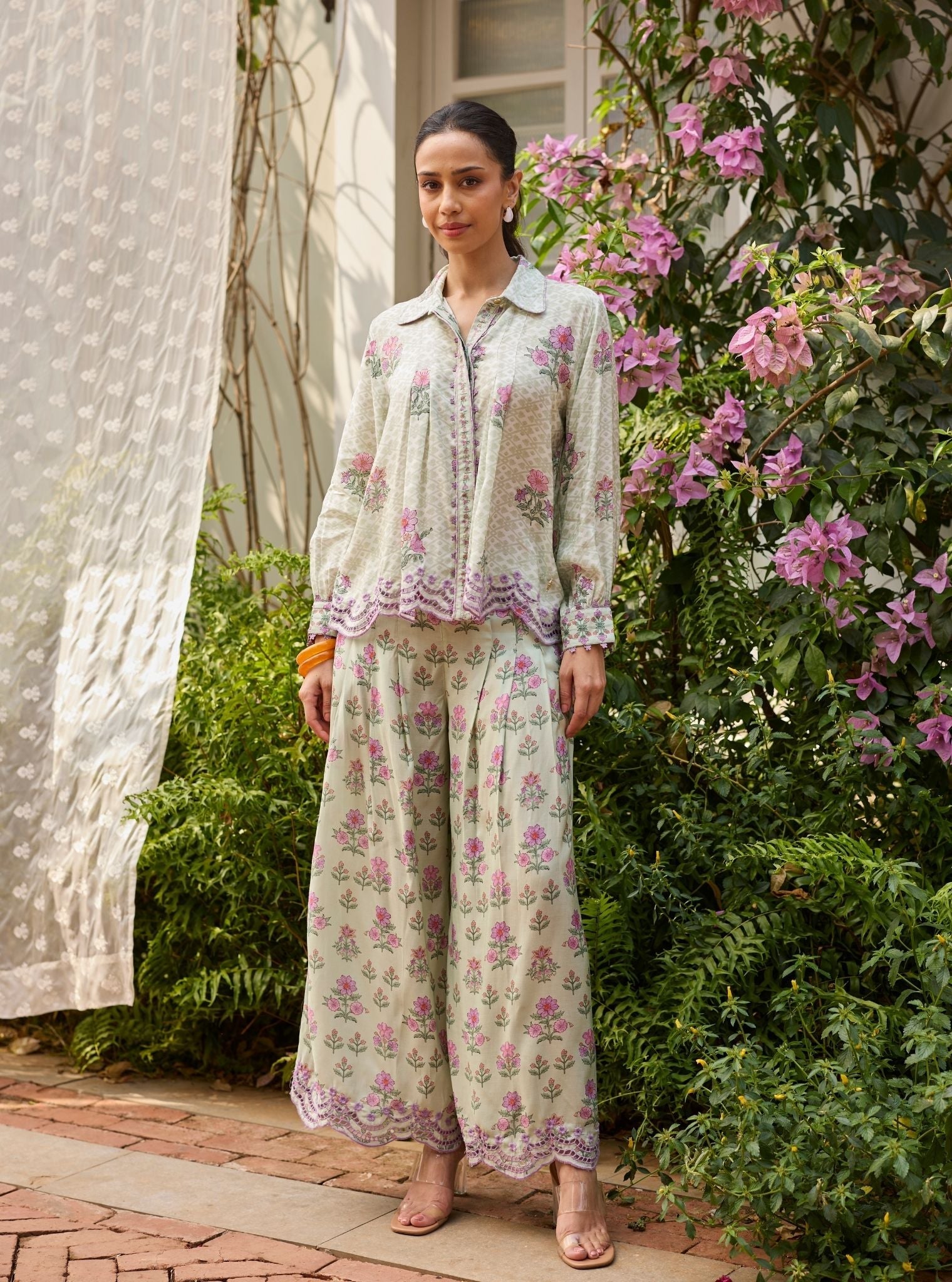 Evaya Lawn Green Co-ord Set