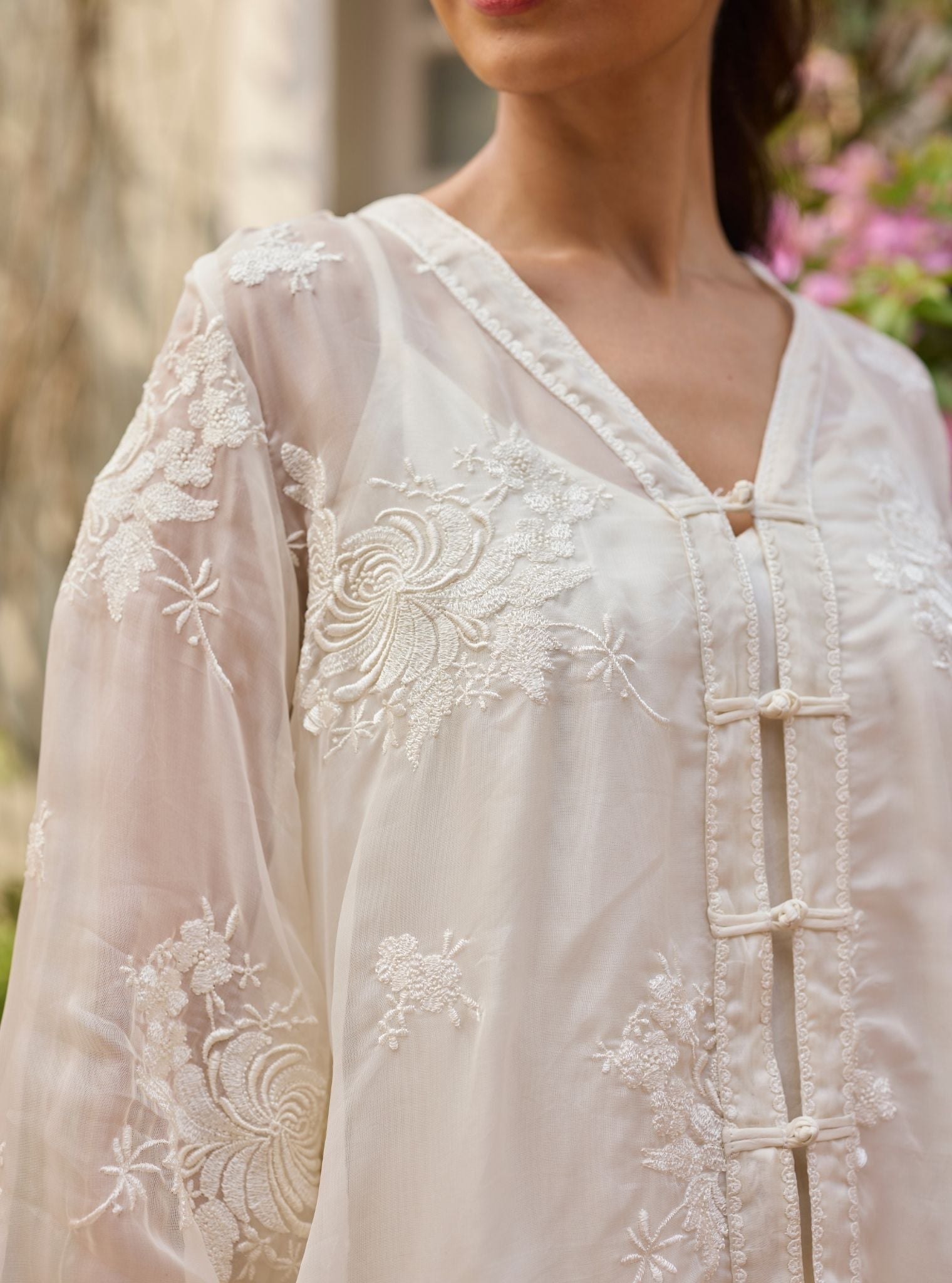 Suhaani Organza Off White Top Set