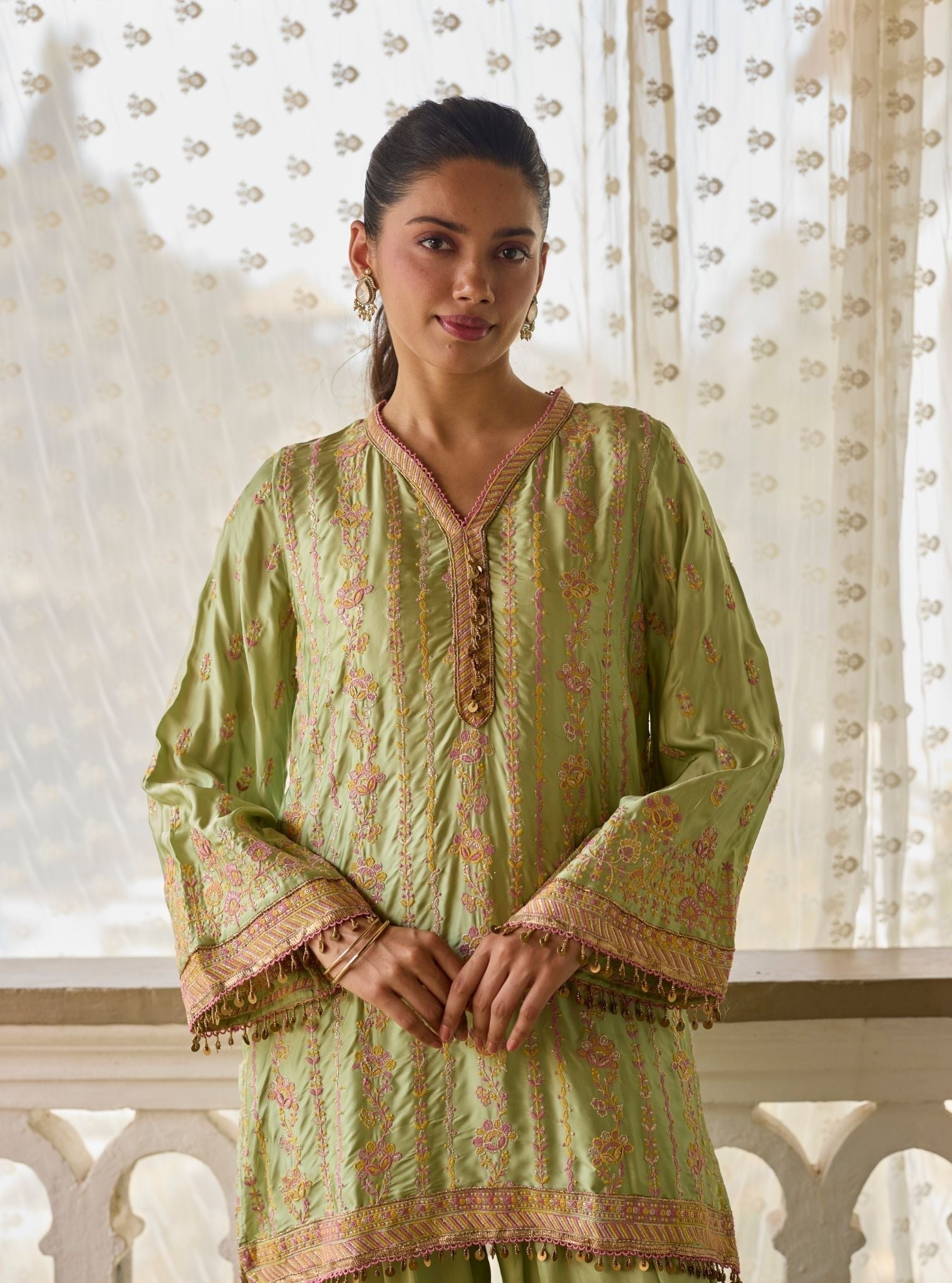 Pralika Bemberg Satin Green Kurta Set