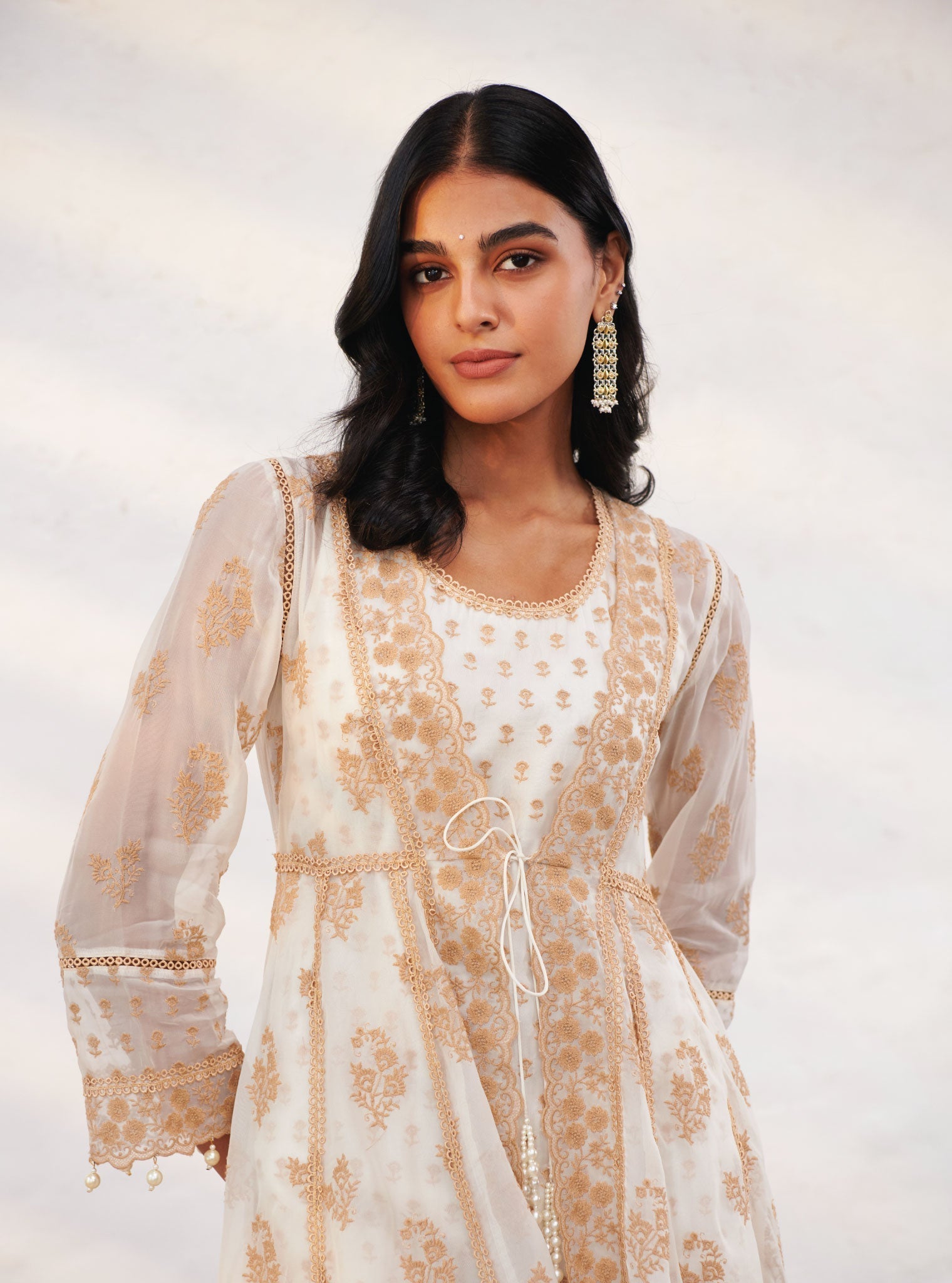 Mulmul Organza Aberdeen Anarkali Kurta with Organza Jacket