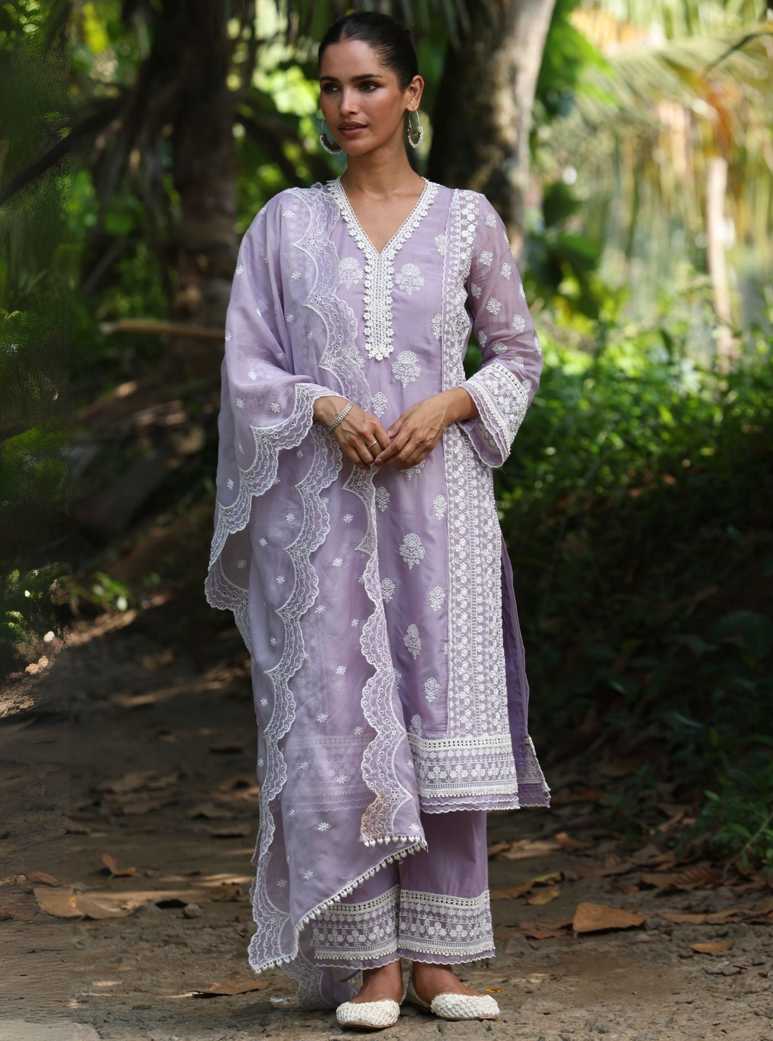 Kari Organza Lavender Kurta Set