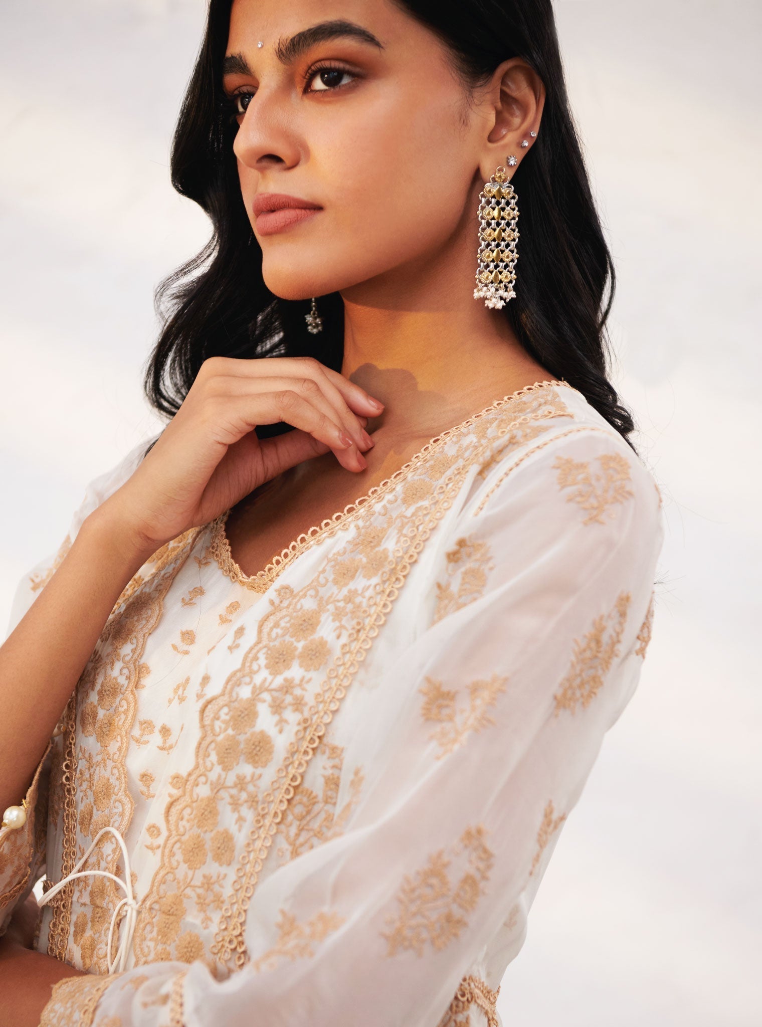 Mulmul Organza Aberdeen Anarkali Kurta with Organza Jacket