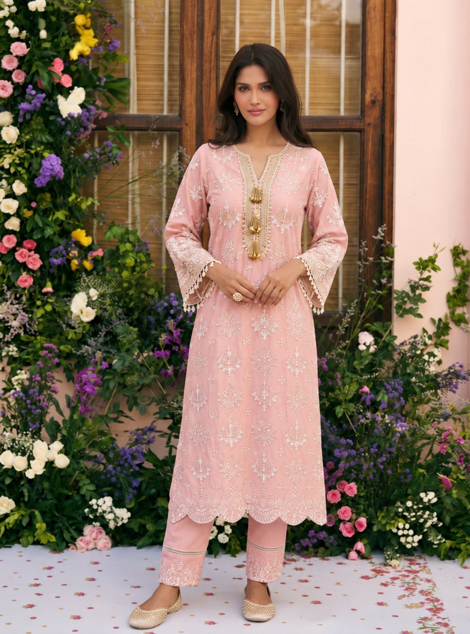 Amie Supima Cotton Peach Kurta Set