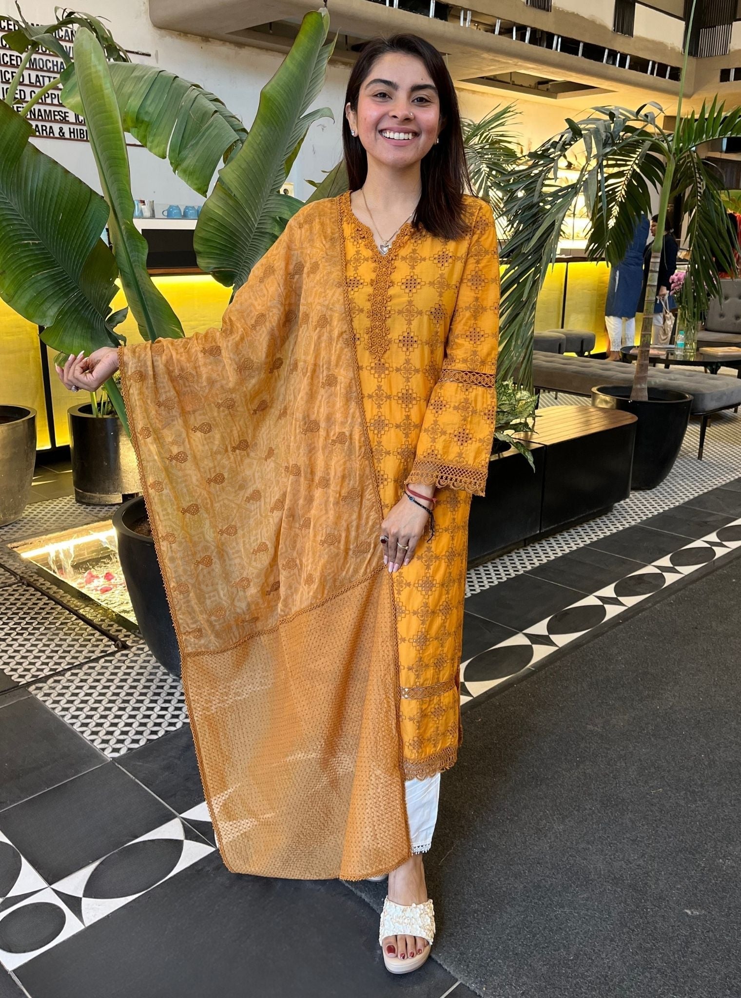 Sarali Supima Cotton Mustard Kurta Set