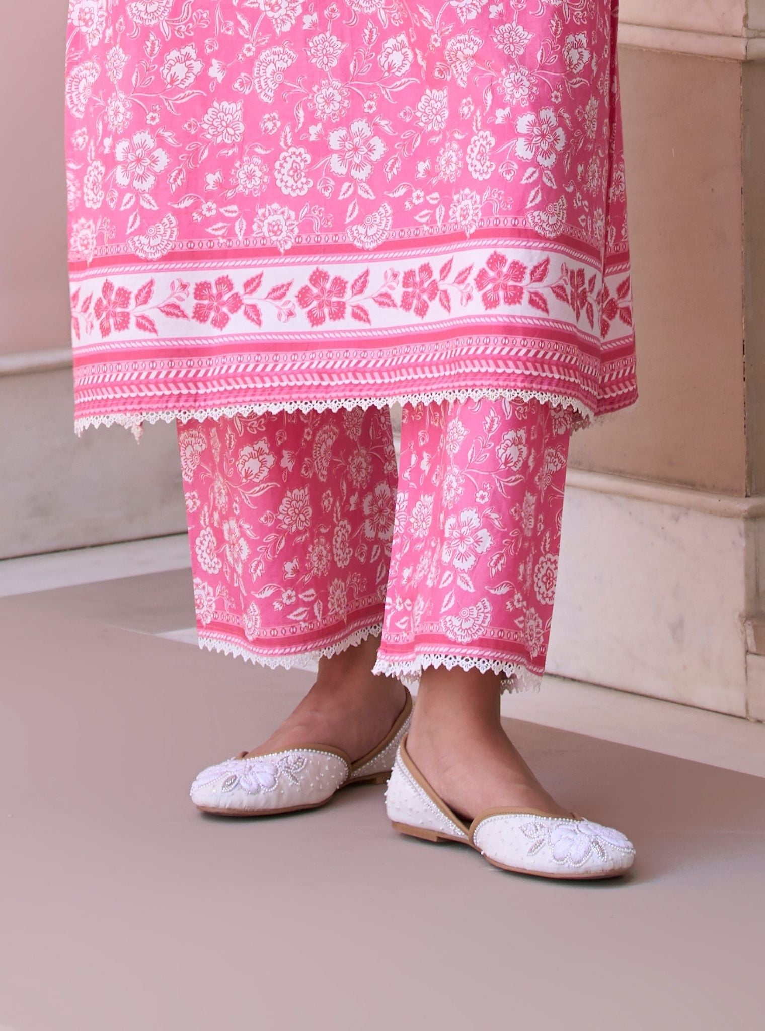 Rosabelle Rani Pink Mulmul Cotton Kurta Set