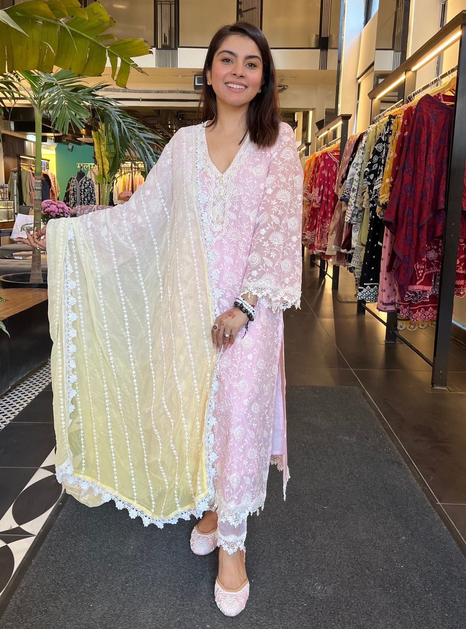 Hillary Organza Pink Kurta Set