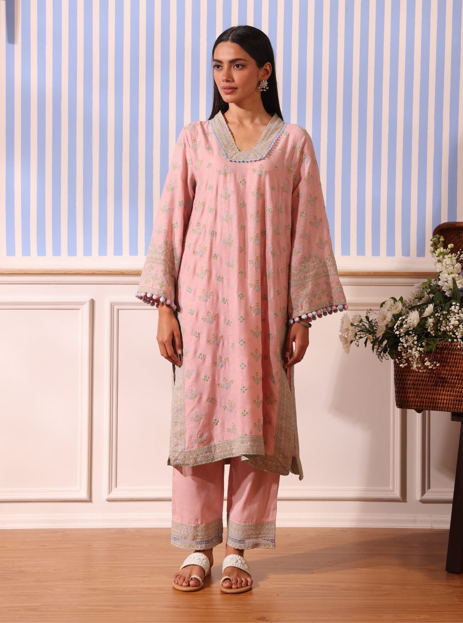 Shileh Linen Pink Kurta Set