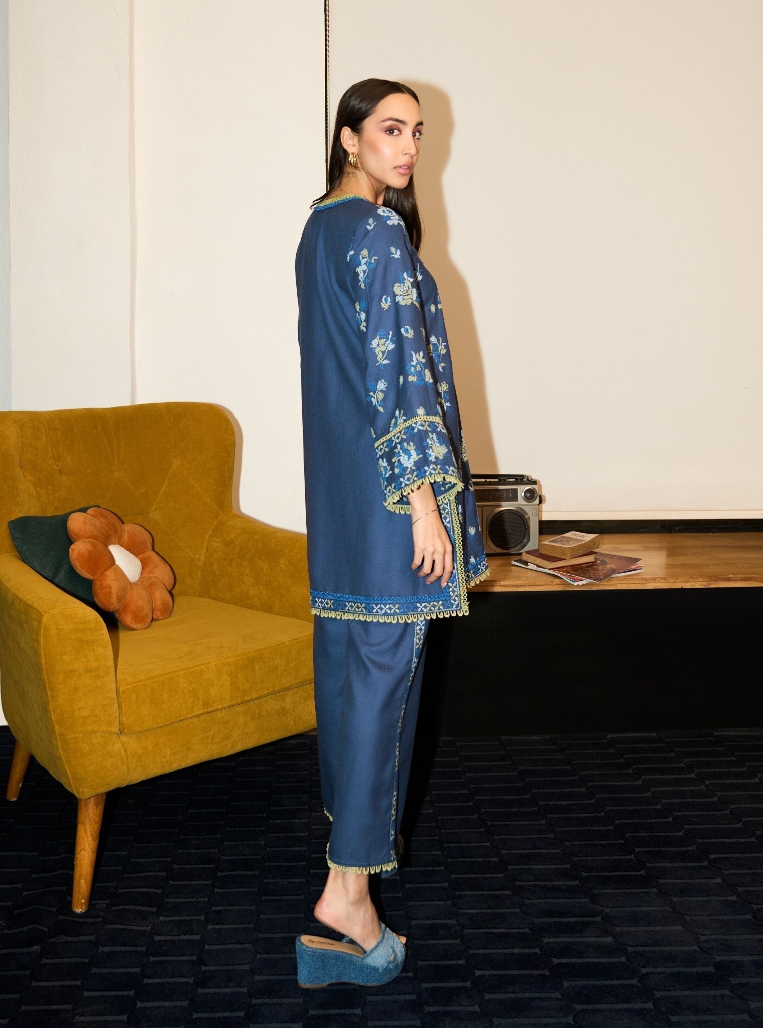 Lottie Wool Navy Kurta Set