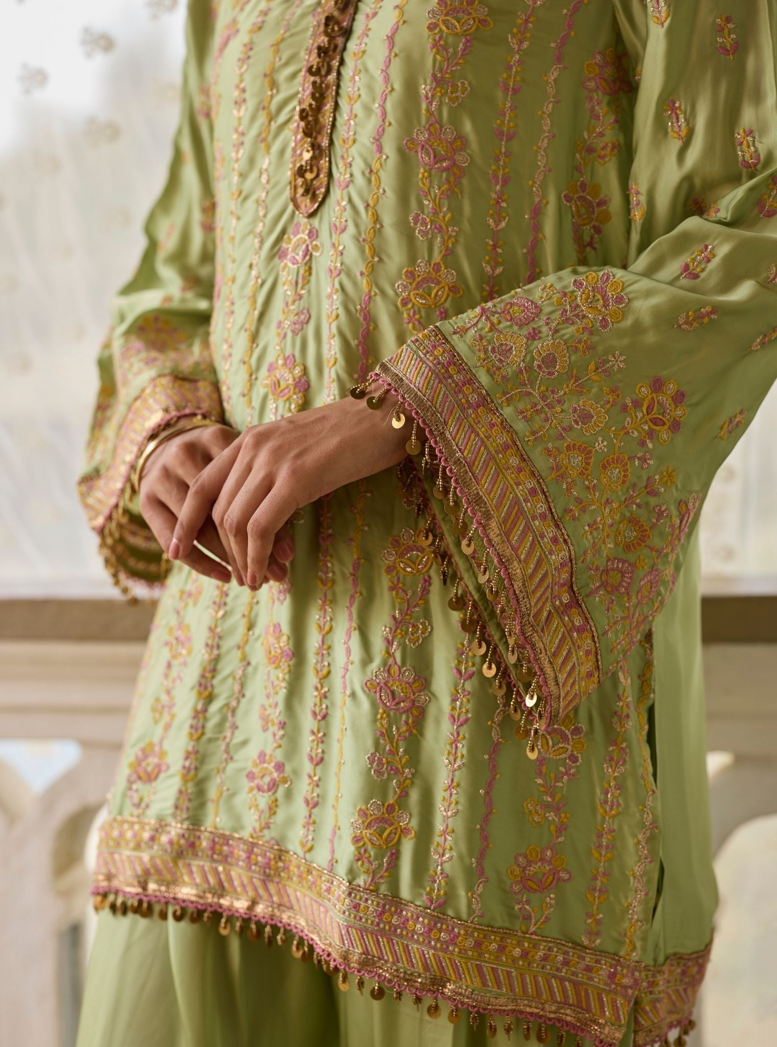 Pralika Bemberg Satin Green Kurta Set