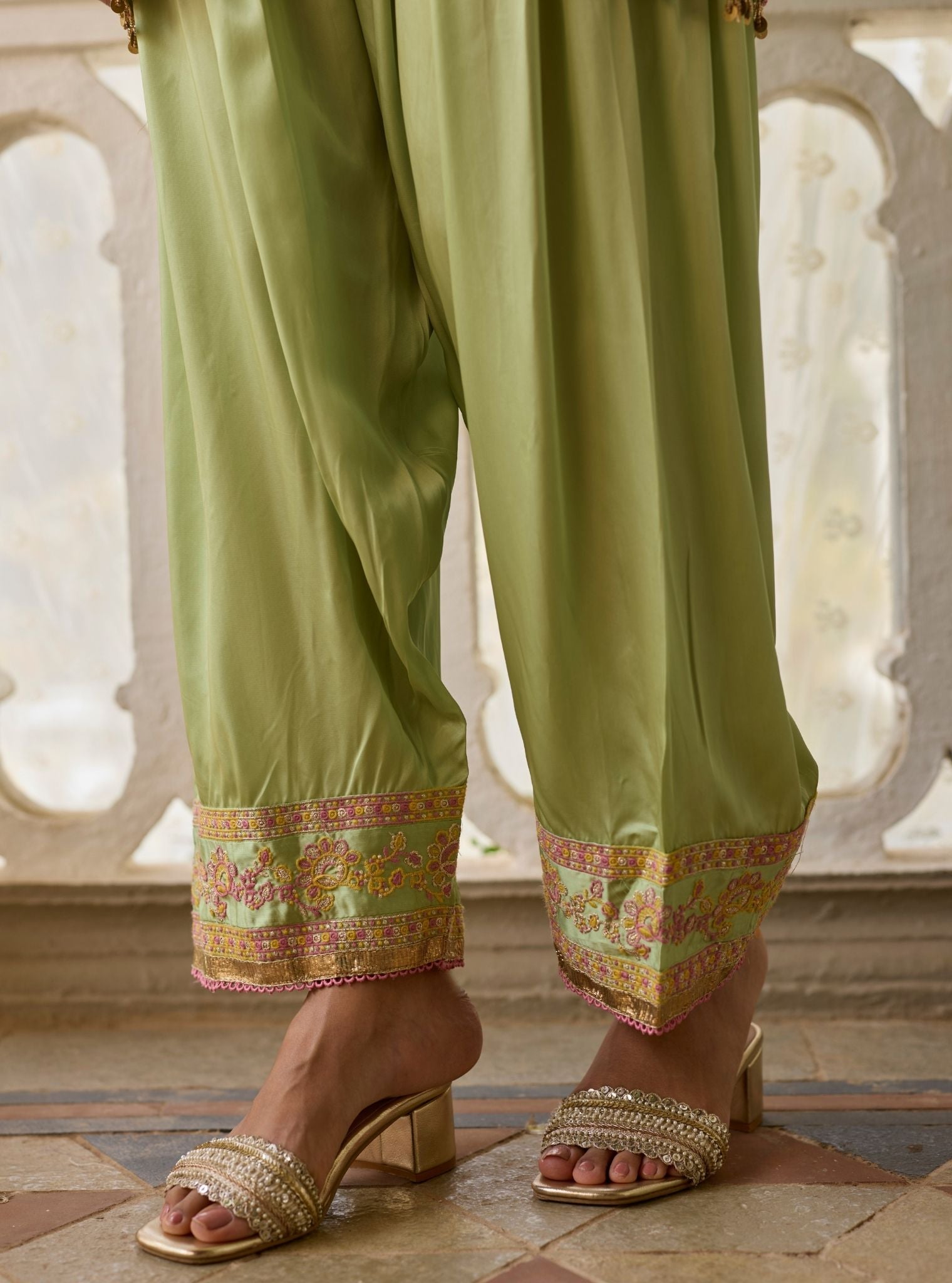 Pralika Bemberg Satin Green Kurta Set