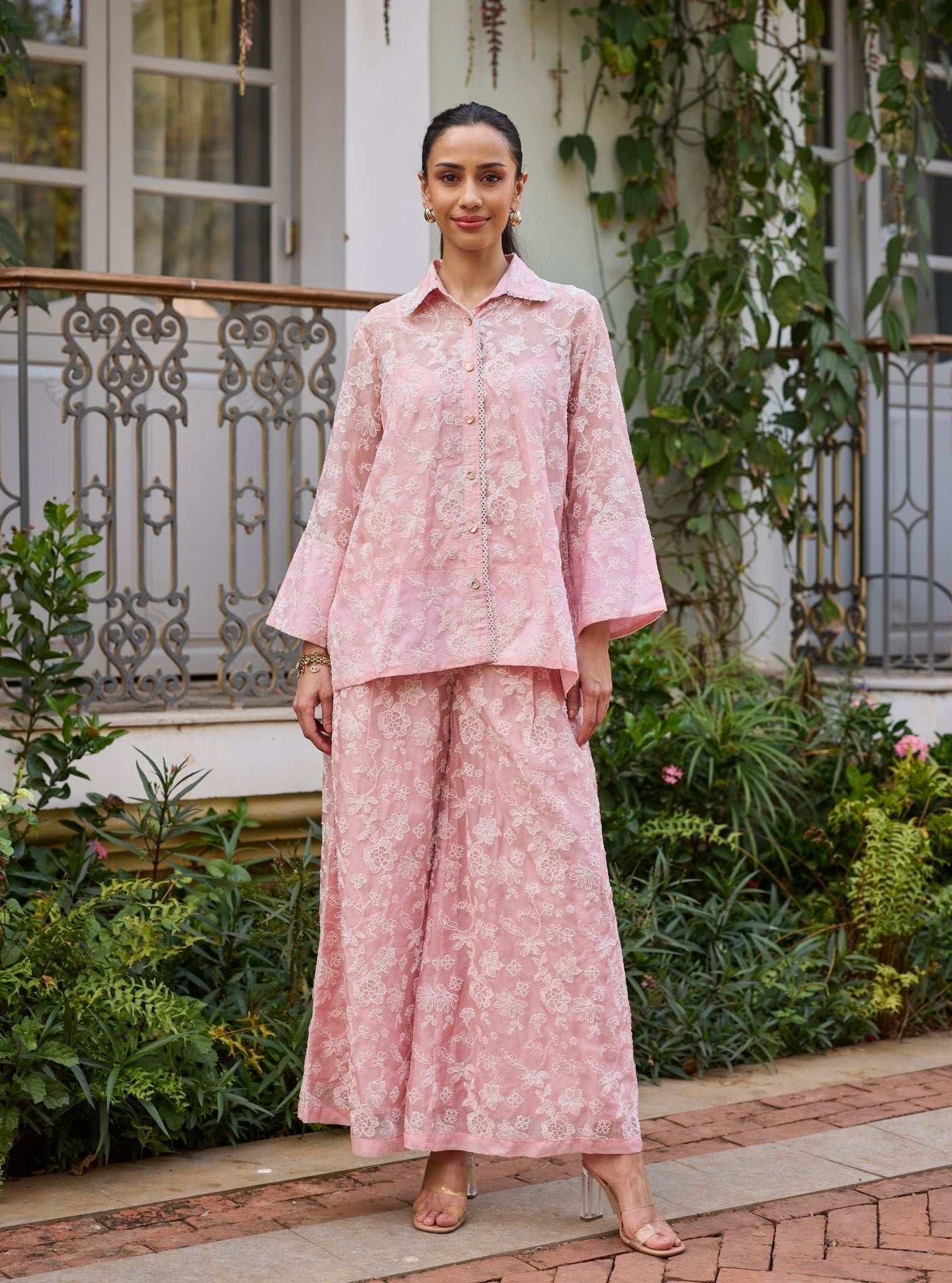 Sovana Organza Pink Top Set