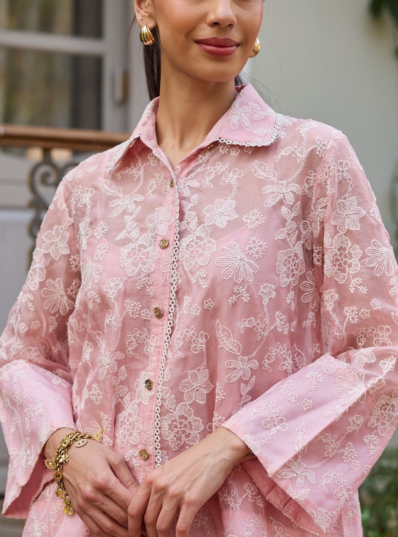 Sovana Organza Pink Top Set