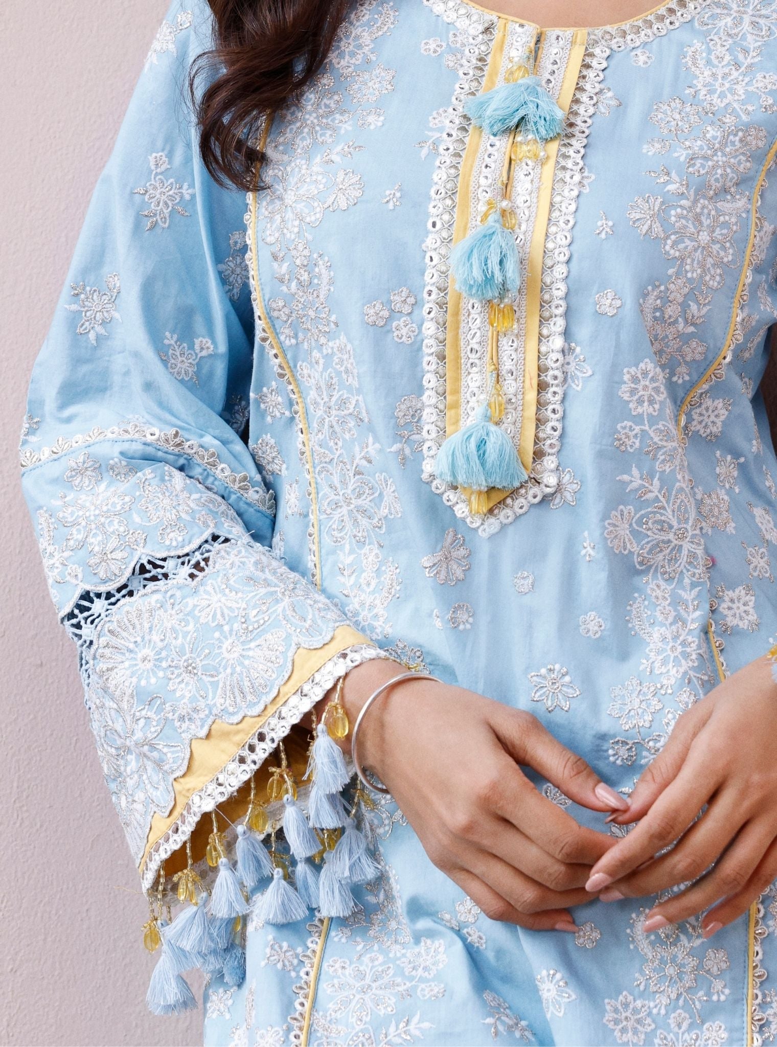 Avika Supima Cotton Light Blue Kurta Set