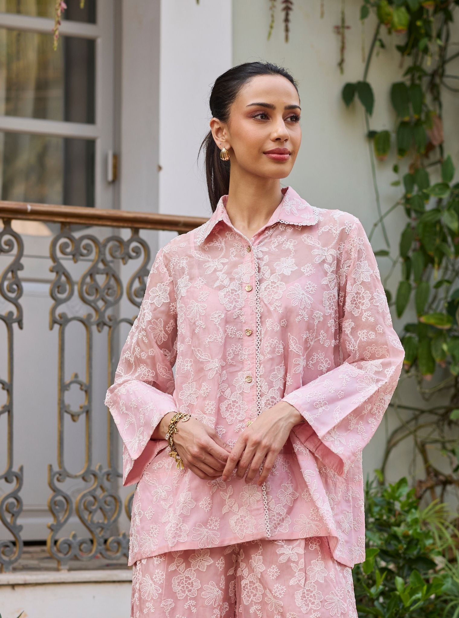 Sovana Organza Pink Top Set