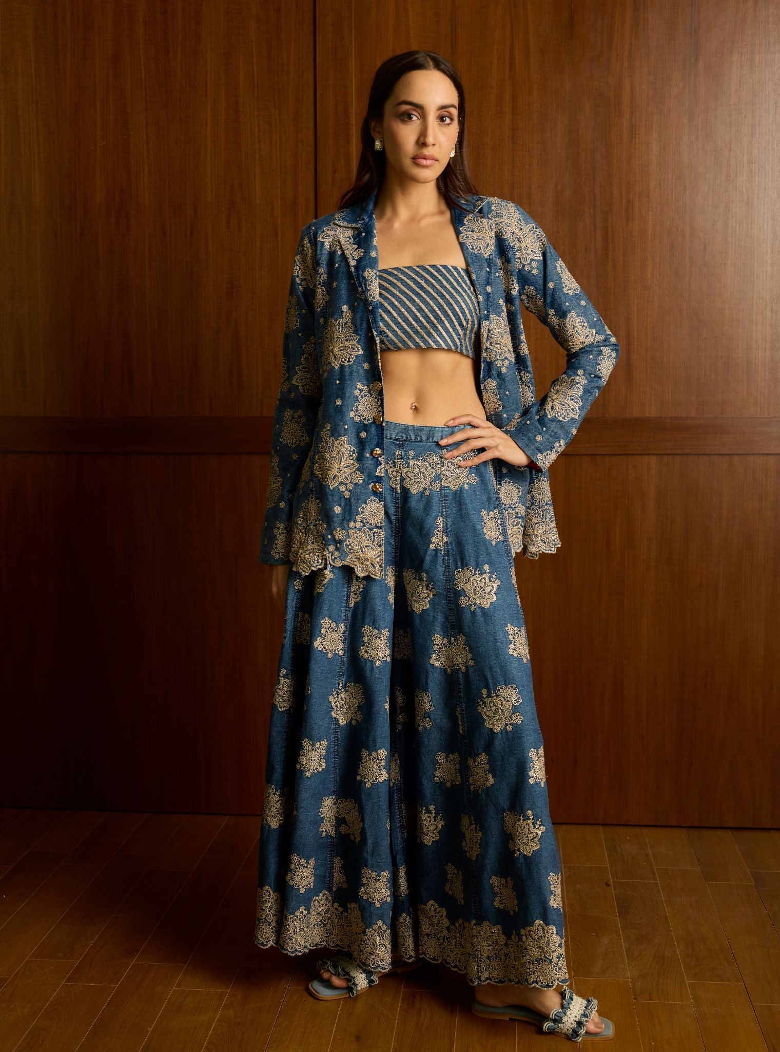 Nayira Denim Jacket & Sharara Set