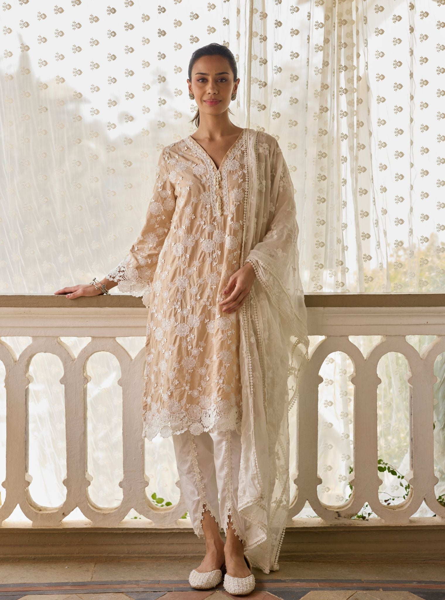 Aaranya Supima Cotton Beige Kurta Set