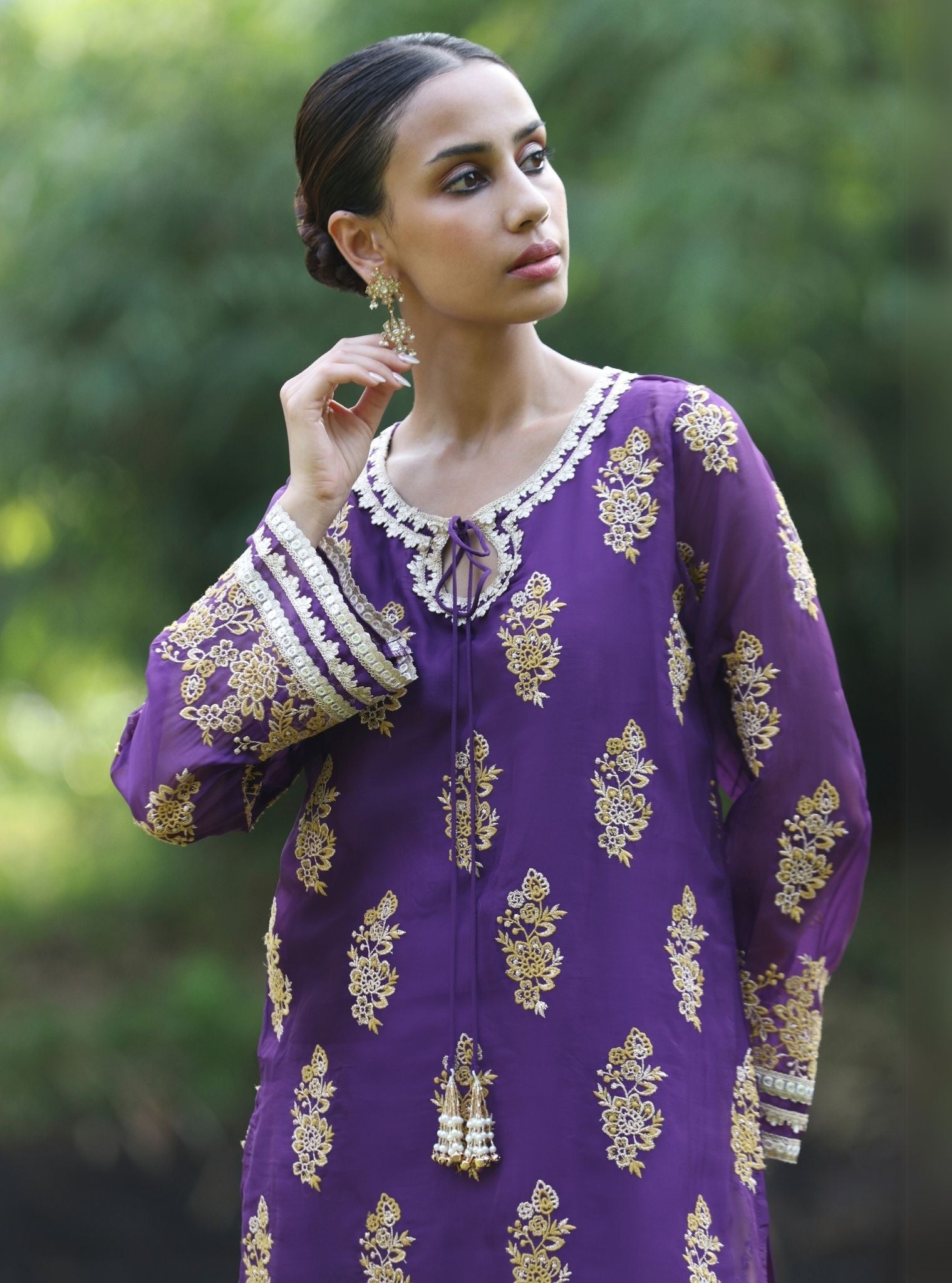 Khwab Organza Purple Kurta Set