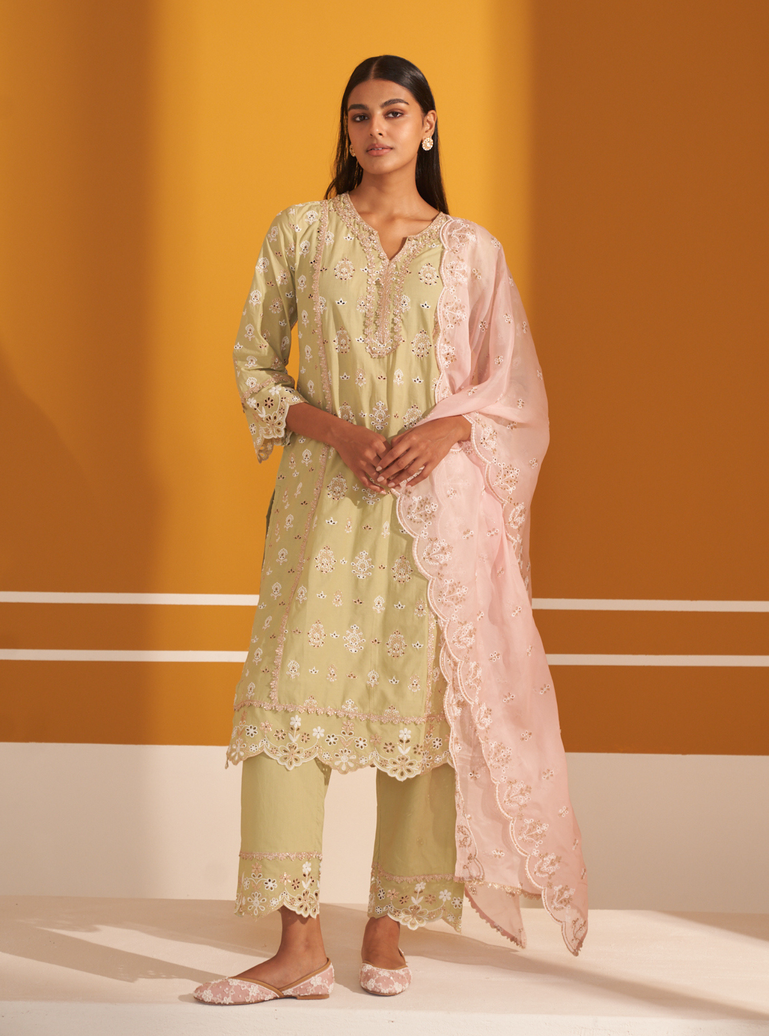 Lamai Supima Cotton Green Kurta Set
