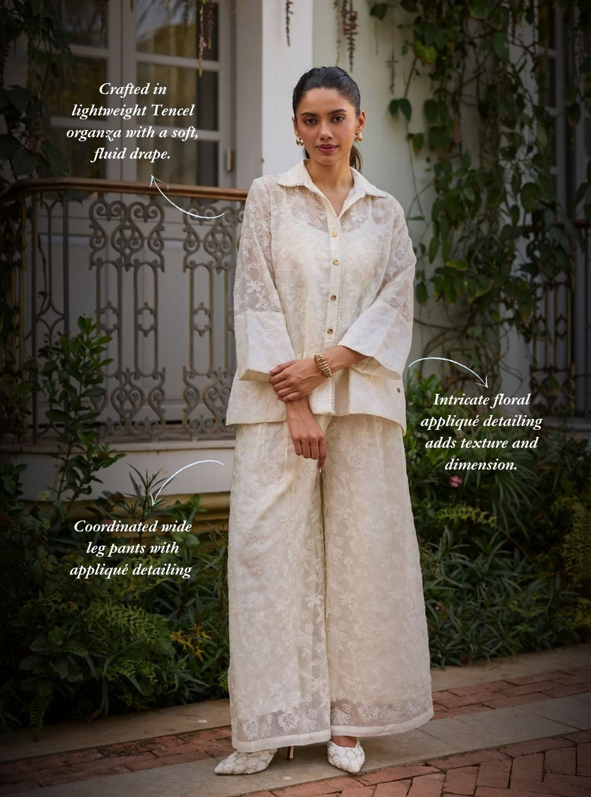 Sovana Organza Off White Co-ord Set