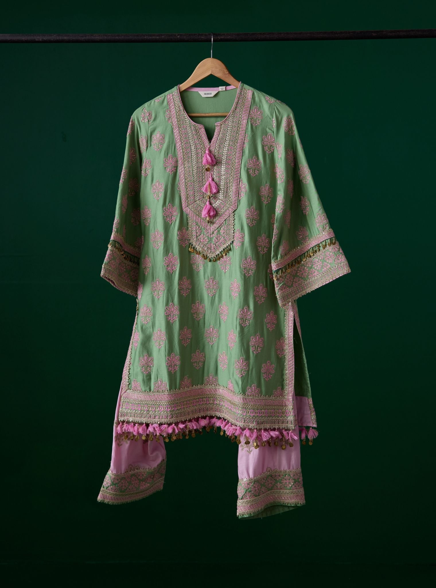 Lani Pima Satin Green Kurta Set